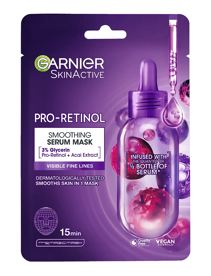 Garnier - Garnier SkinActive Pro-Retinol Smoothing Serum Sheet Mask for all skin types 28 g - niisutavad maskid - clear - 0