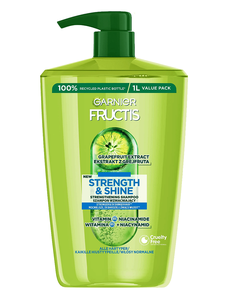 Garnier - Garnier Fructis Strength & Shine Shampoo for all hair types 1000 ml - Šampoon - clear - 0