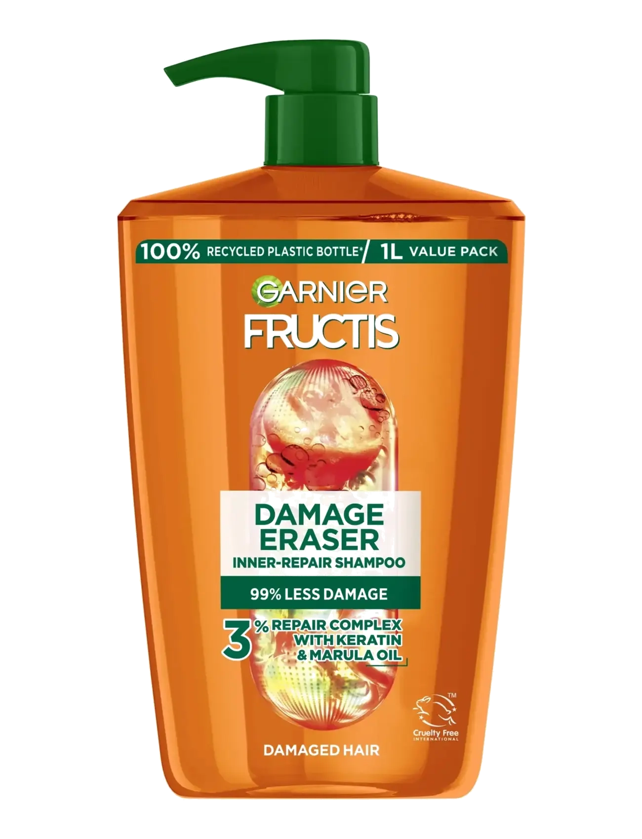 Garnier Garnier Fructis Damage Eraser Shampoo for damaged hair 1000 ml - Hårplejeprodukter - CLEAR / undefined