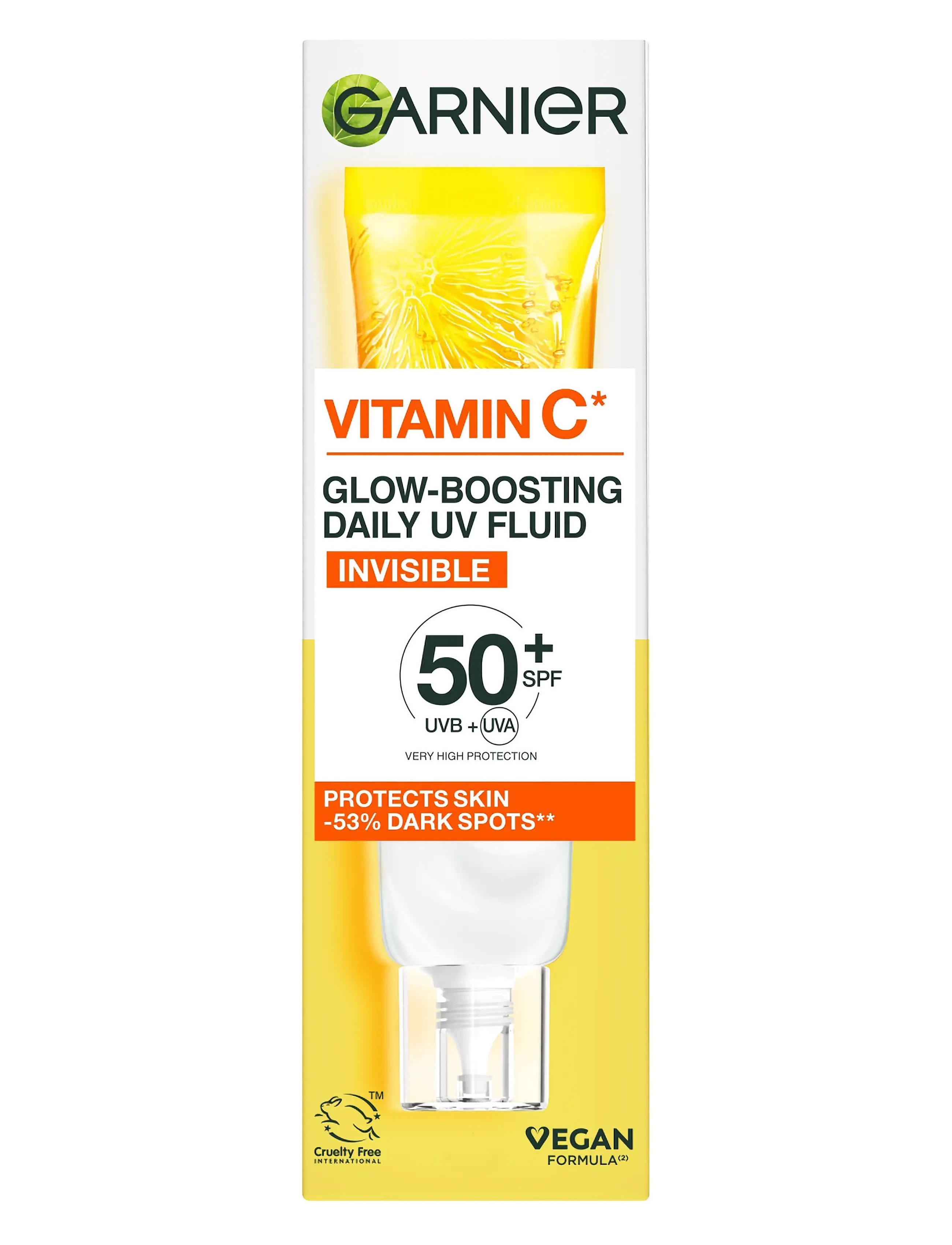 Garnier - Garnier Vitamin C* Glow-Boosting Daily UV Fluid SPF50+ for dull skin Invisible 40 ml - til ansigtet - skin active - 1