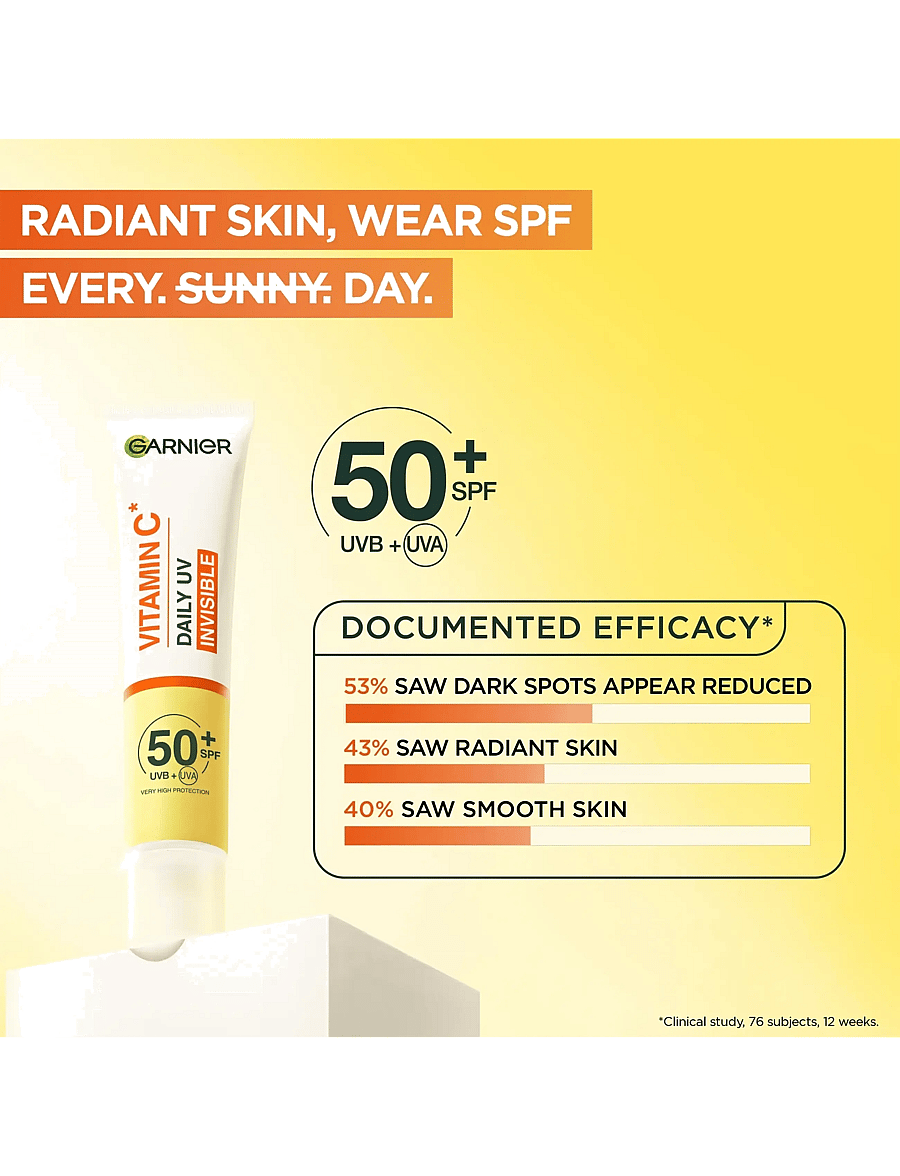 Garnier - Garnier Vitamin C* Glow-Boosting Daily UV Fluid SPF50+ for dull skin Invisible 40 ml - til ansigtet - skin active - 2