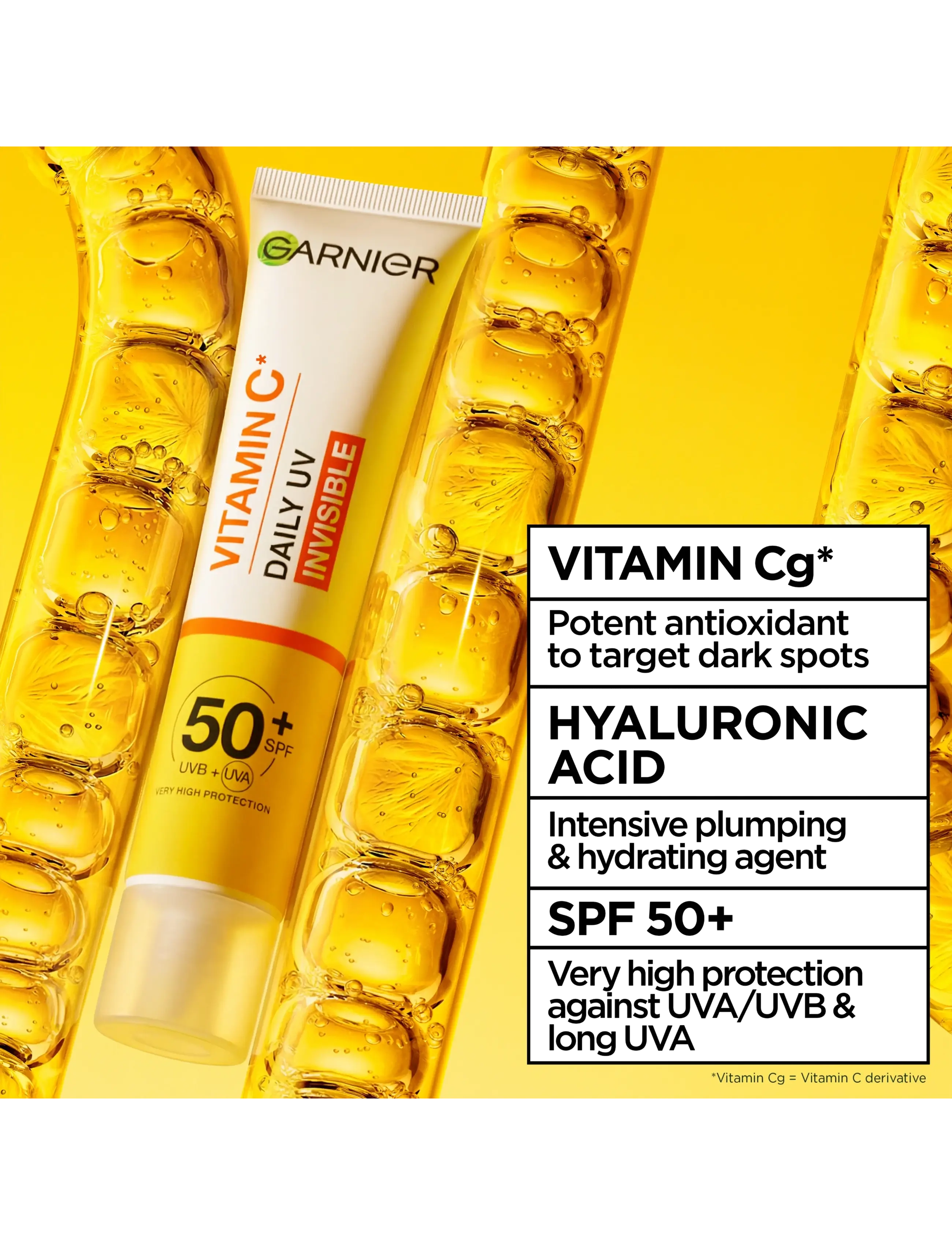 Garnier - Garnier Vitamin C* Glow-Boosting Daily UV Fluid SPF50+ for dull skin Invisible 40 ml - til ansigtet - skin active - 4