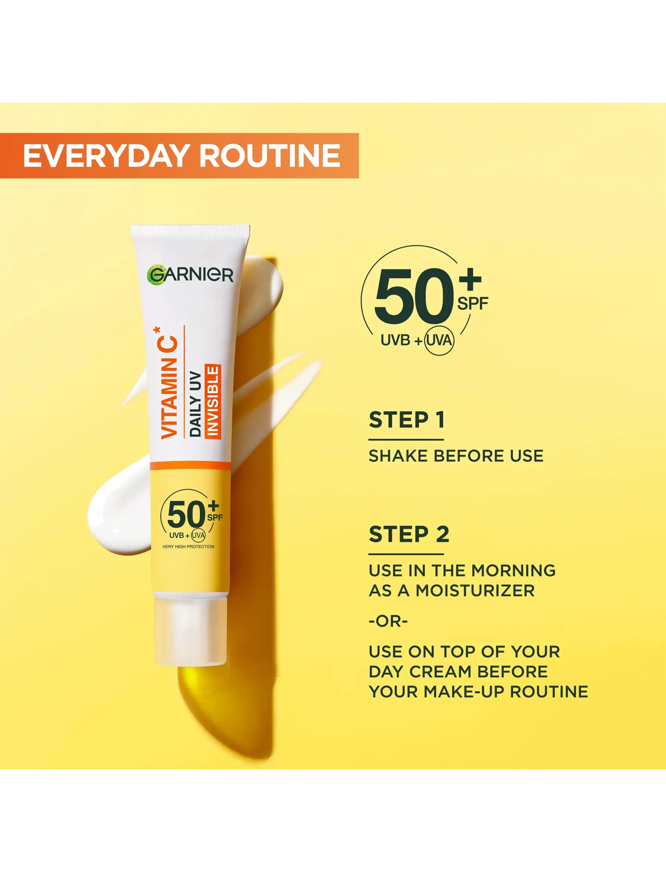 Garnier - Garnier Vitamin C* Glow-Boosting Daily UV Fluid SPF50+ for dull skin Invisible 40 ml - til ansigtet - skin active - 5