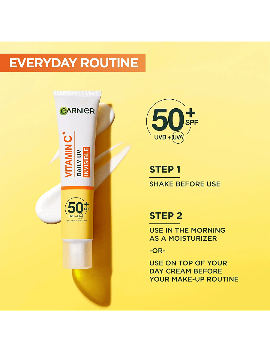 Garnier - Garnier Vitamin C* Glow-Boosting Daily UV Fluid SPF50+ for dull skin Invisible 40 ml - til ansigtet - skin active - 5