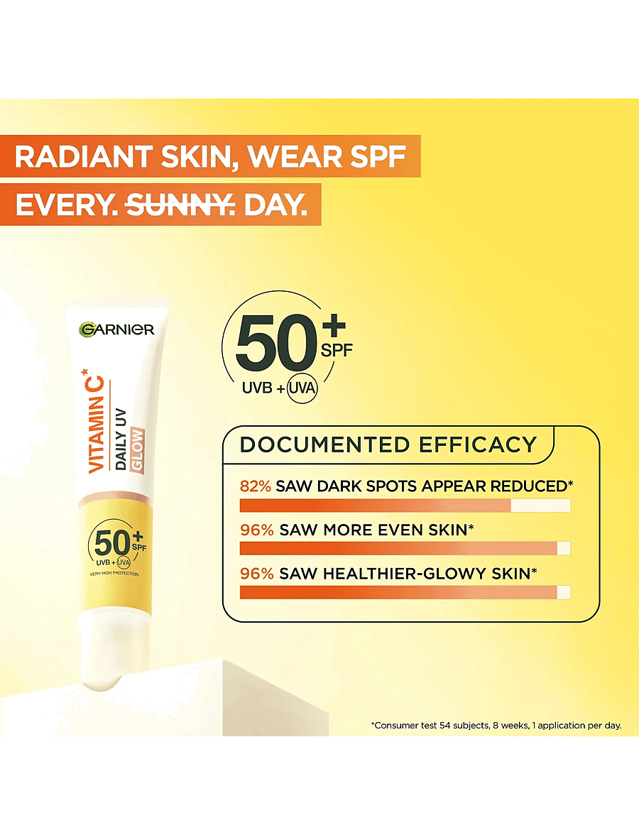 Garnier - Garnier Vitamin C* Glow-Boosting Daily UV Fluid SPF50+ for dull skin Sheer Glow 40 ml - til ansigtet - glow - 2