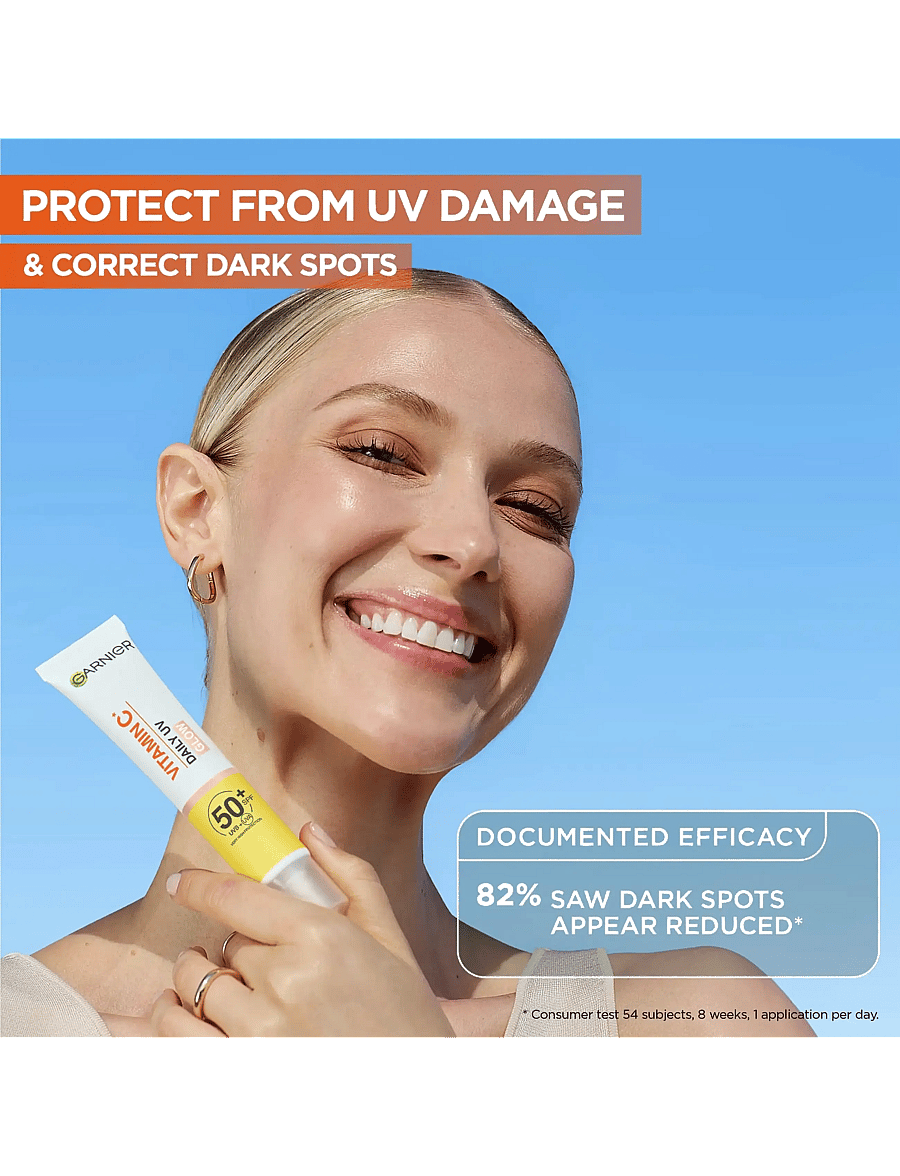 Garnier - Garnier Vitamin C* Glow-Boosting Daily UV Fluid SPF50+ for dull skin Sheer Glow 40 ml - til ansigtet - glow - 3