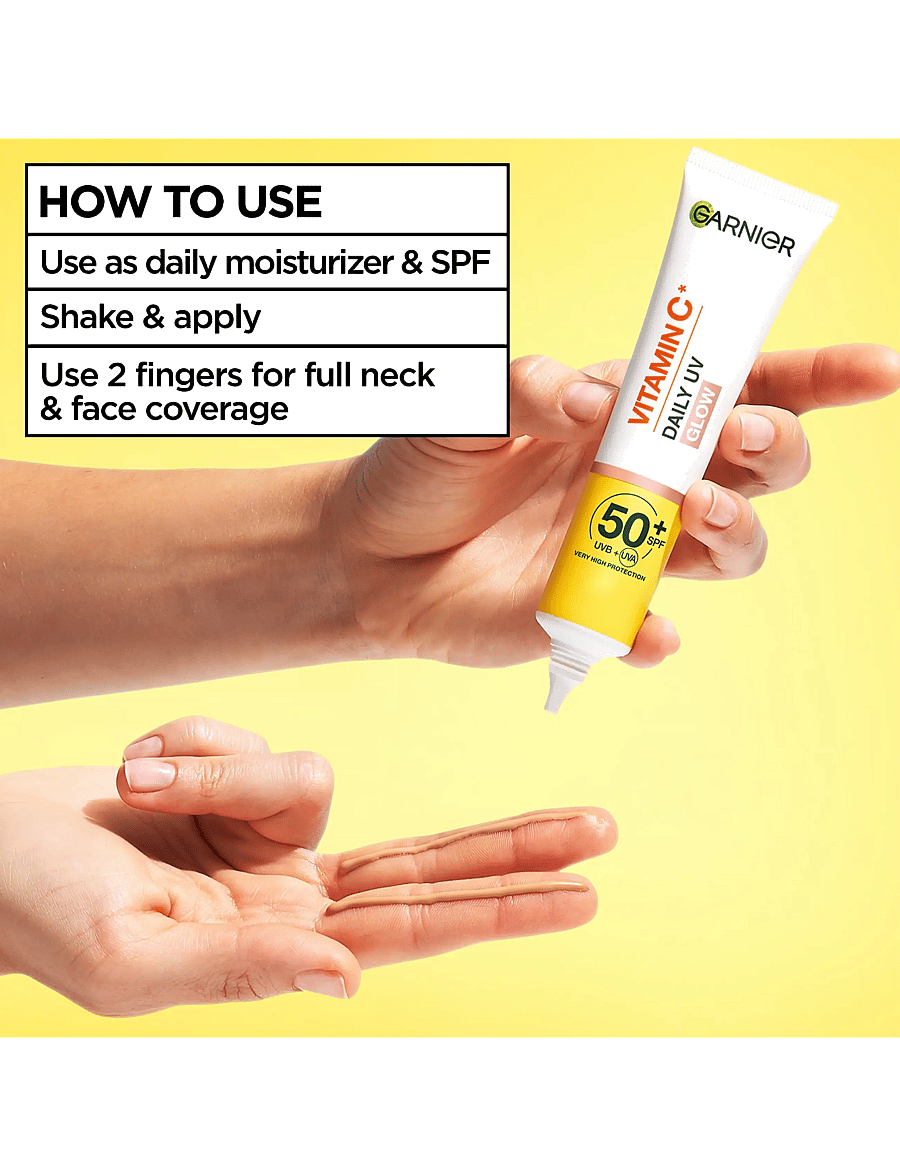 Garnier - Garnier Vitamin C* Glow-Boosting Daily UV Fluid SPF50+ for dull skin Sheer Glow 40 ml - til ansigtet - glow - 3