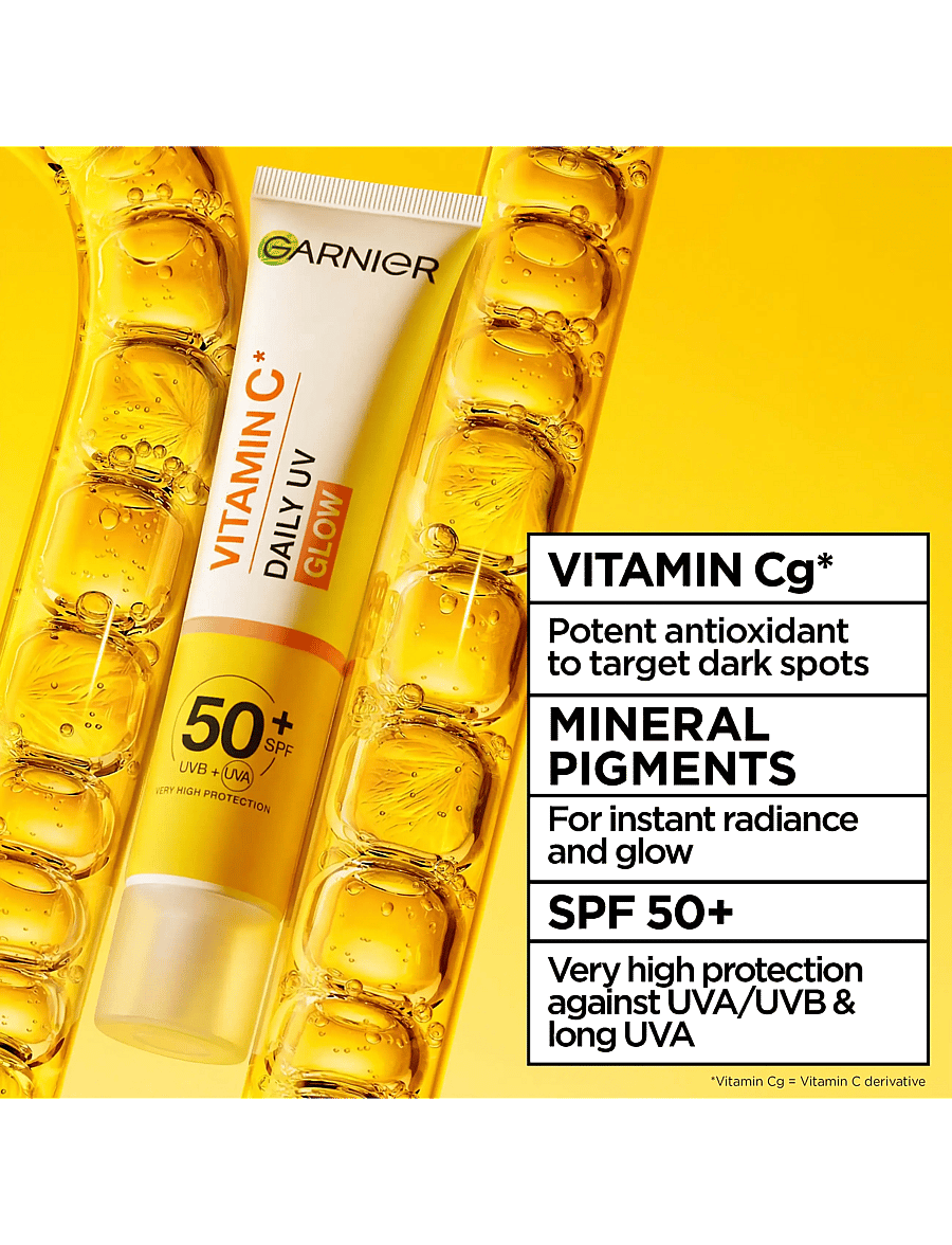 Garnier - Garnier Vitamin C* Glow-Boosting Daily UV Fluid SPF50+ for dull skin Sheer Glow 40 ml - til ansigtet - glow - 4