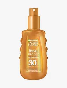 Garnier Ambre Solaire Ideal Bronze Milk-in-spray, with SPF30 for a even and glowing tan, Garnier