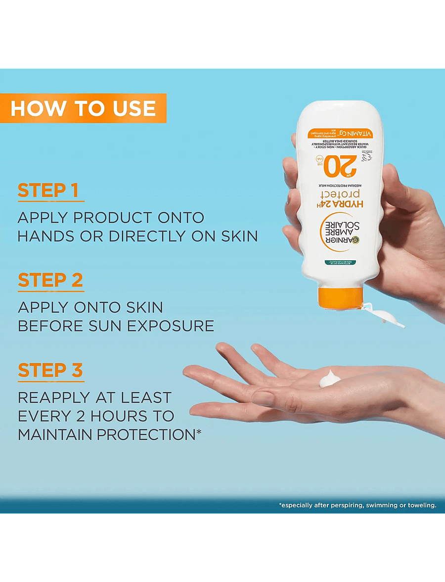 Garnier - Garnier Ambre Solaire Hydra 24H Protect Sun Protecting Milk SPF20 for normal skin 175 ml - clear - 4