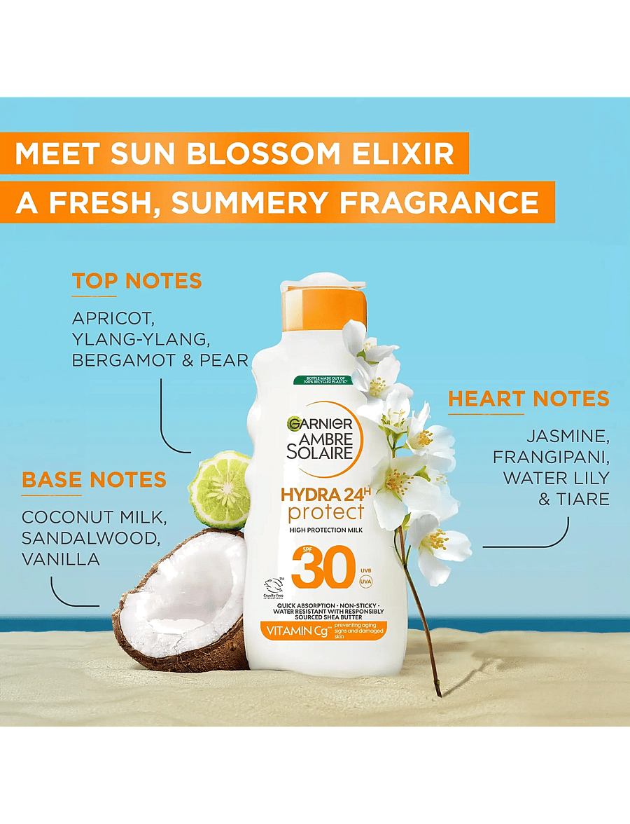 Garnier - Garnier Ambre Solaire Hydra 24H Protect Sun Protecting Milk SPF30 for normal skin 175 ml - til kroppen - clear - 5