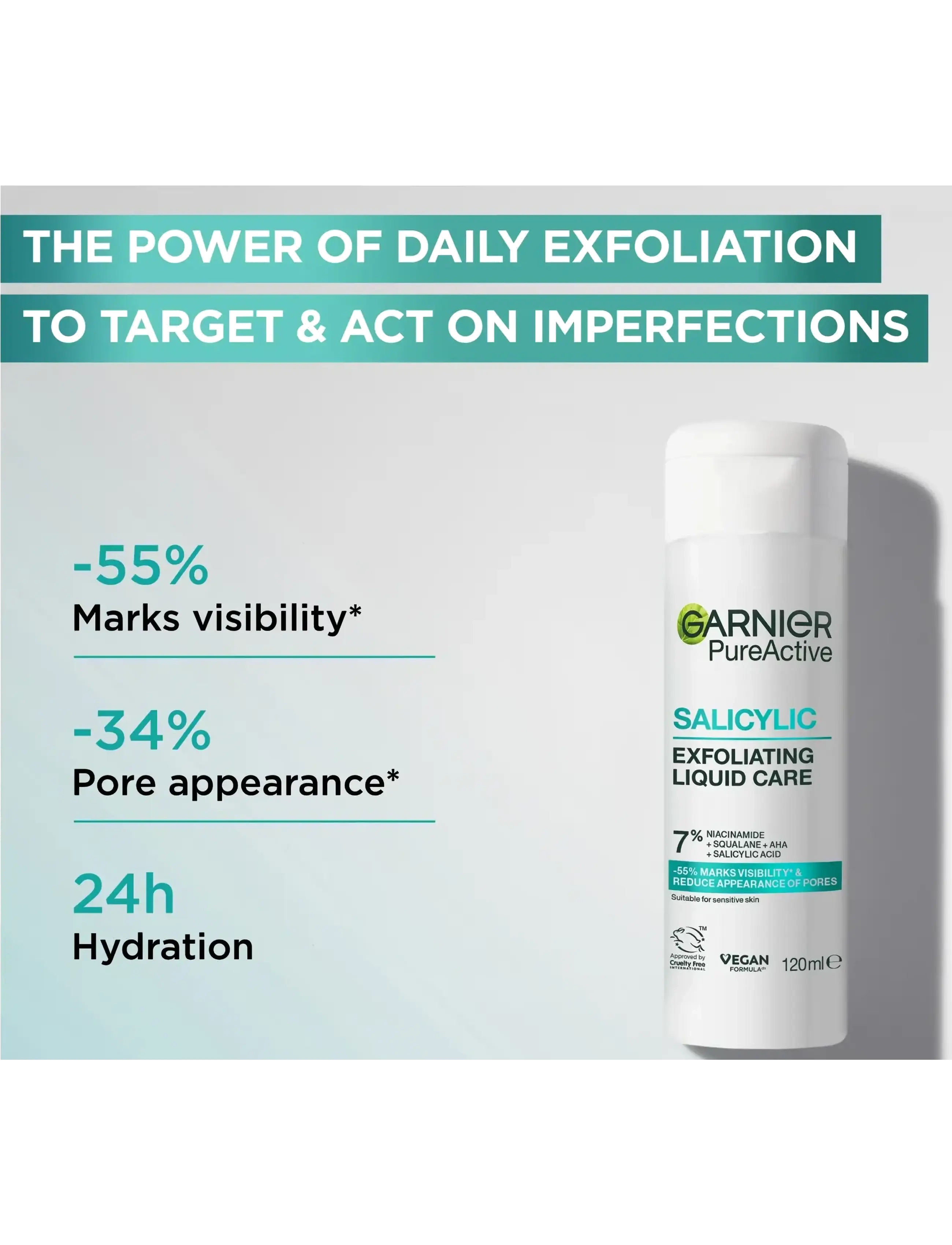 Garnier - Garnier PureActive Salicylic Exfoliating Liquid Care for impure skin 120 ml - skrub & exfoliering - krop - clear - 1