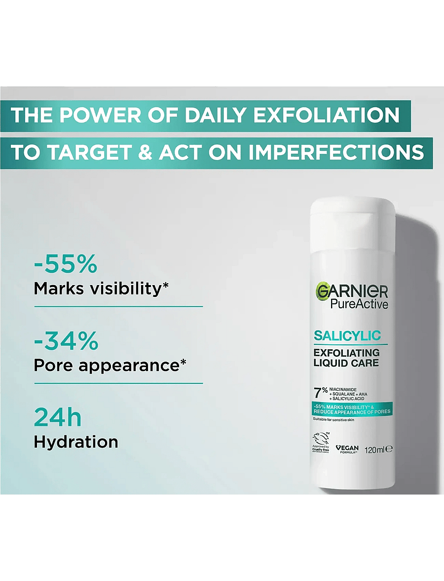 Garnier - Garnier PureActive Salicylic Exfoliating Liquid Care for impure skin 120 ml - keha koorimine - clear - 1