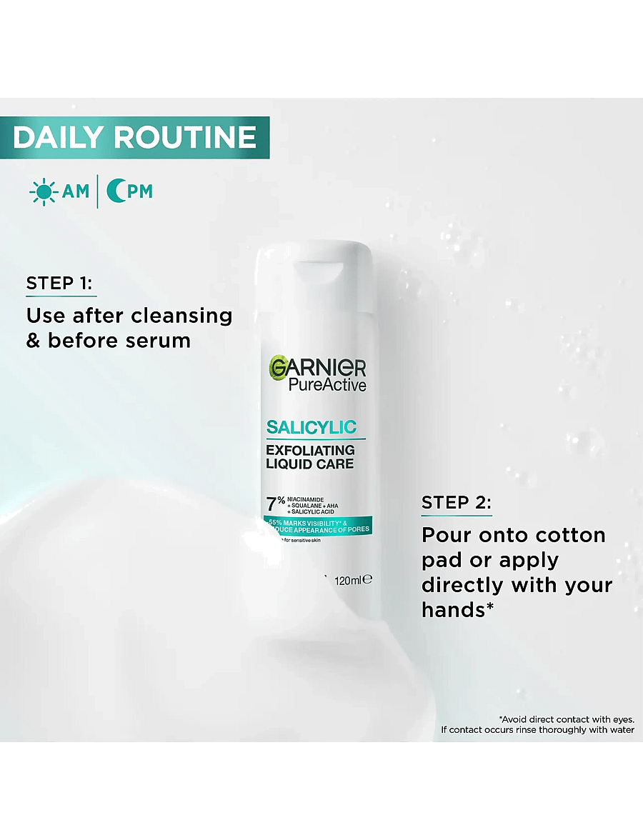Garnier - Garnier PureActive Salicylic Exfoliating Liquid Care for impure skin 120 ml - keha koorimine - clear - 4