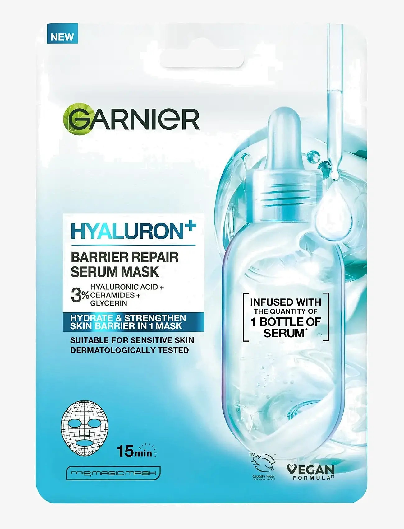 Garnier - Garnier Hyaluron+ Barrier Repair Sheet Mask for sensitive skin 28 g - sheet masks - clear - 0