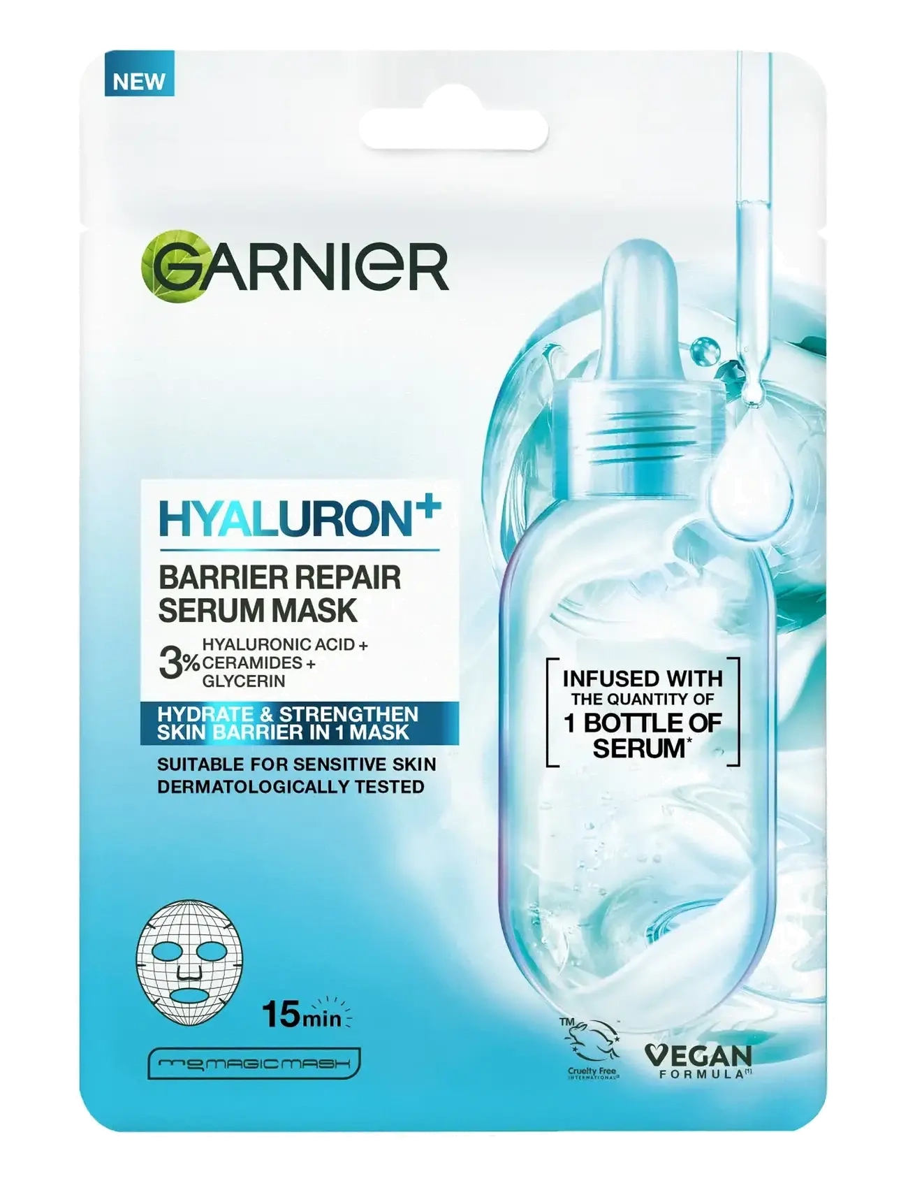Garnier Garnier Hyaluron+ Barrier Repair Sheet Mask for sensitive skin 28 g - Skönhet - CLEAR / undefined