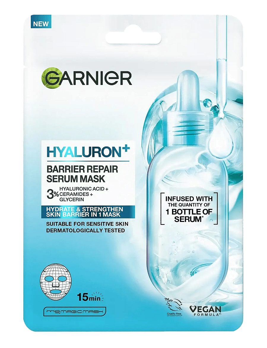Garnier - Garnier Hyaluron+ Barrier Repair Sheet Mask for sensitive skin 28 g - sheet masks - clear - 0