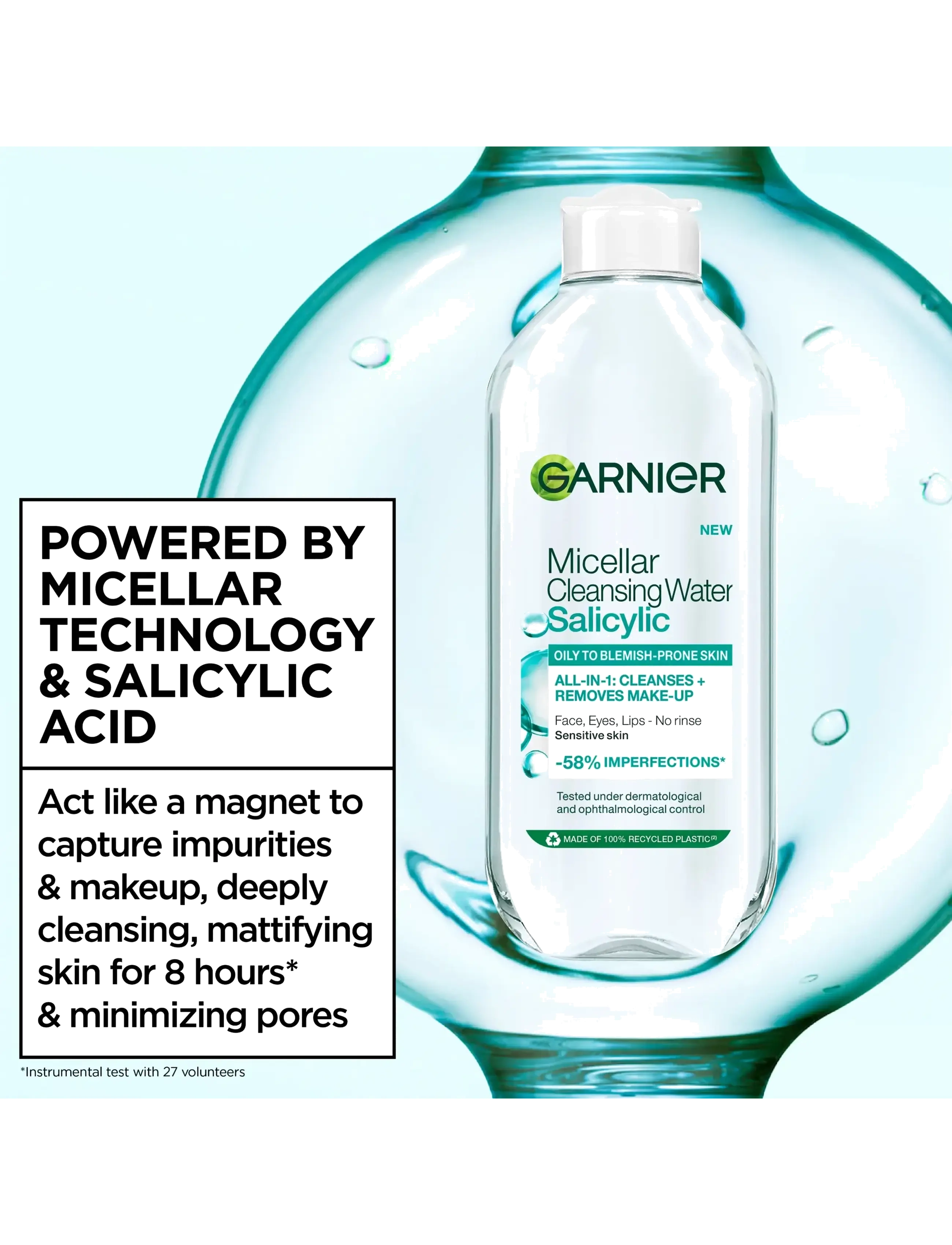 Garnier - Garnier Micellar Cleansing Water Salicylic 400 ml - hreinsivatn - clear - 2