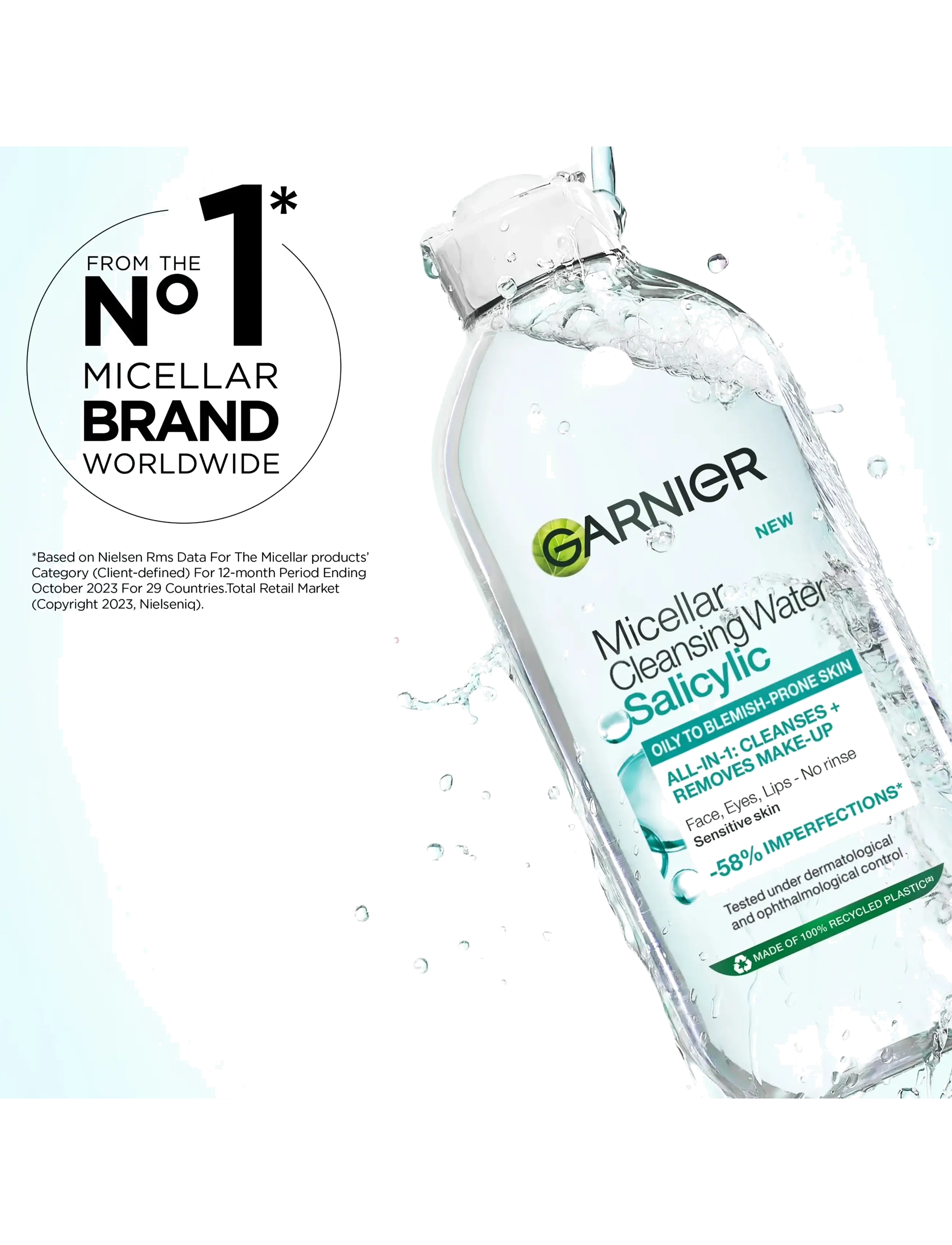 Garnier - Garnier Micellar Cleansing Water Salicylic 400 ml - hreinsivatn - clear - 4