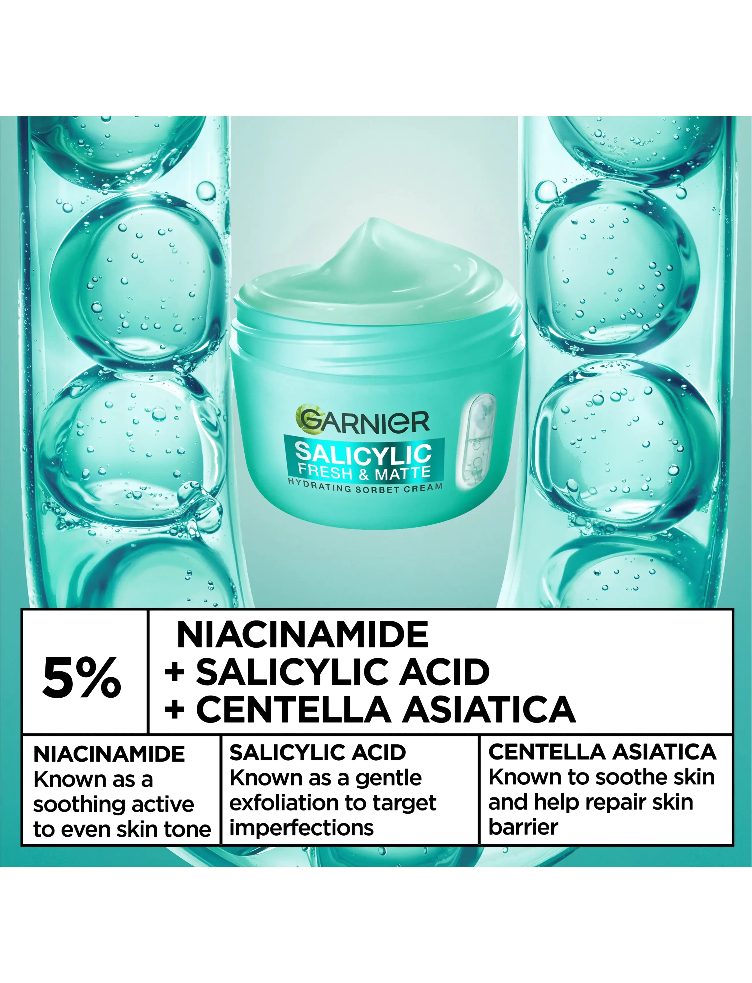 Garnier - Garnier Salicylic Fresh & Matte Hydrating Sorbet Cream 85ml - dagcremer - not applicable - 2