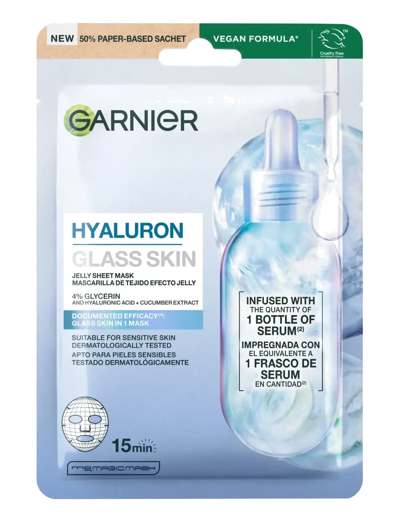 Garnier Garnier Hyaluron Glass Skin Jelly Sheet Mask 27 g - Ansiktsvård - CLEAR / undefined
