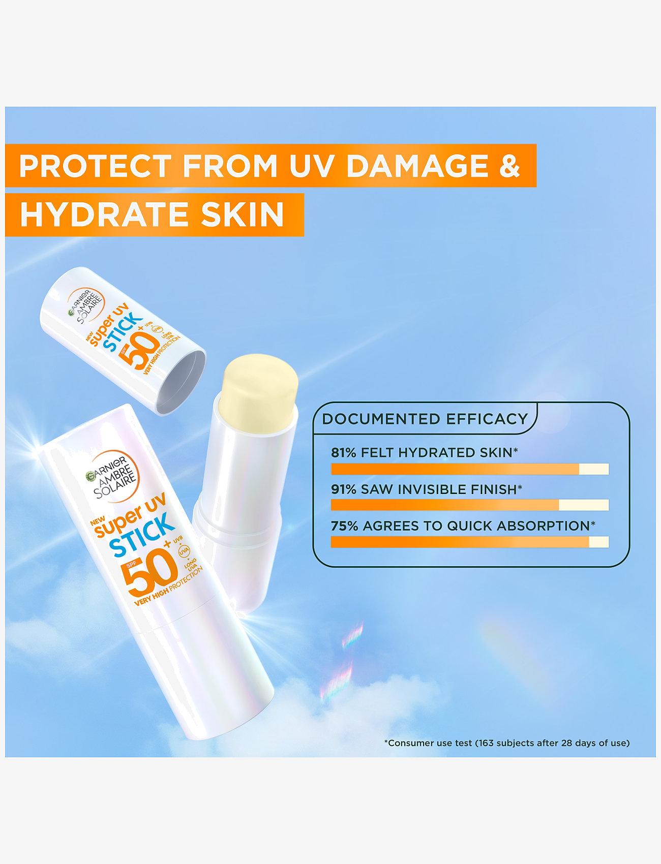 Garnier - Garnier Ambre Solaire Super UV Invisible Stick SPF50+ solstift 9 ml - för ansiktet - clear - 2