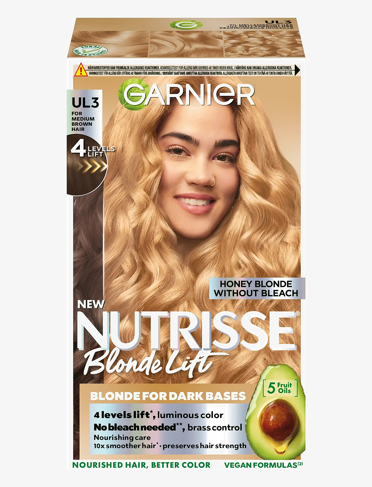 Garnier - Garnier Nutrisse Blonde Lift UL3 4 Level Lift Blonding för mellanbrunt hår 1 pce - permanent hårfärg - luminous blonde for dark brown hair - 0