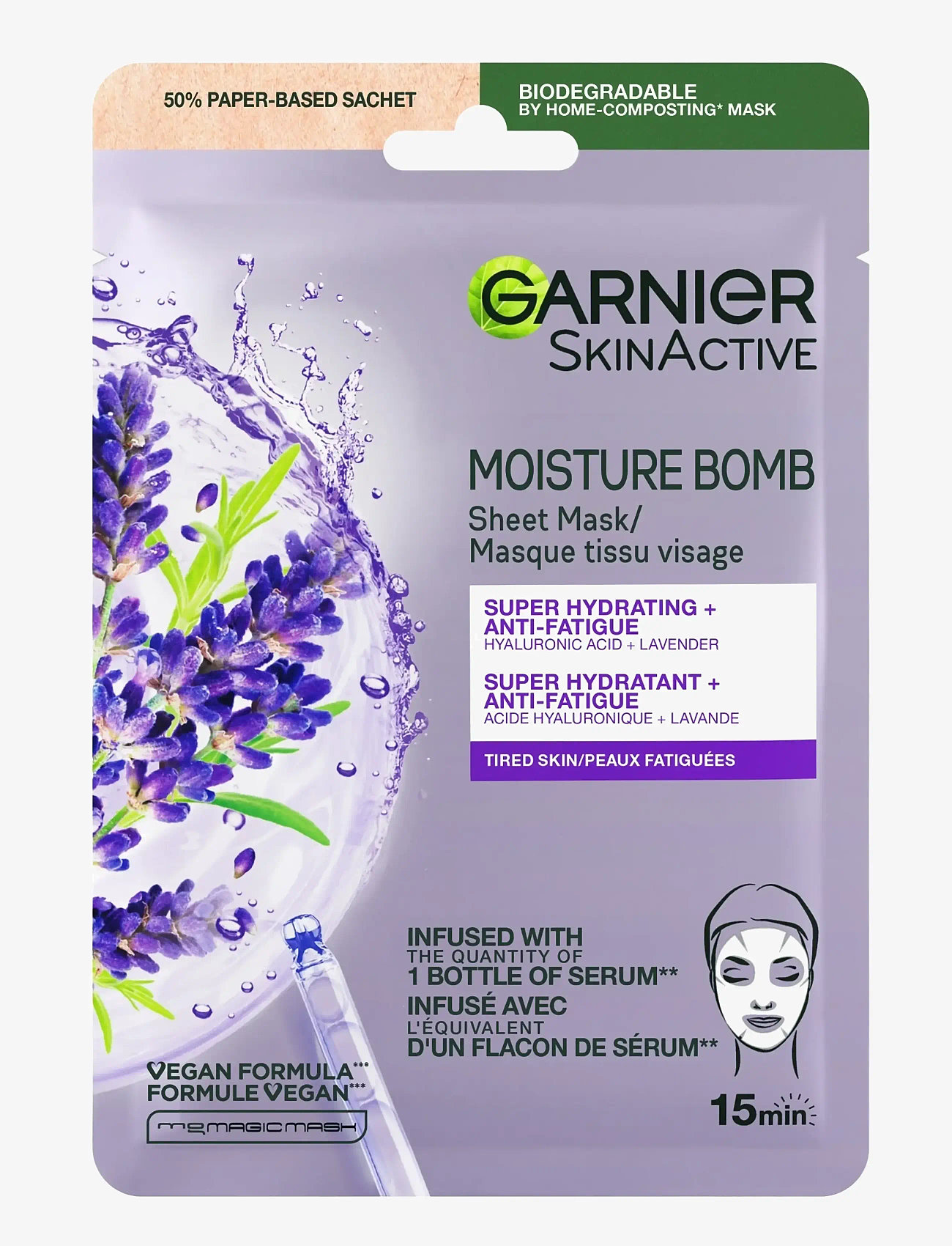 Garnier - Moisture Bomb Lavender Sheet Mask - sheet masks - no colour - 0