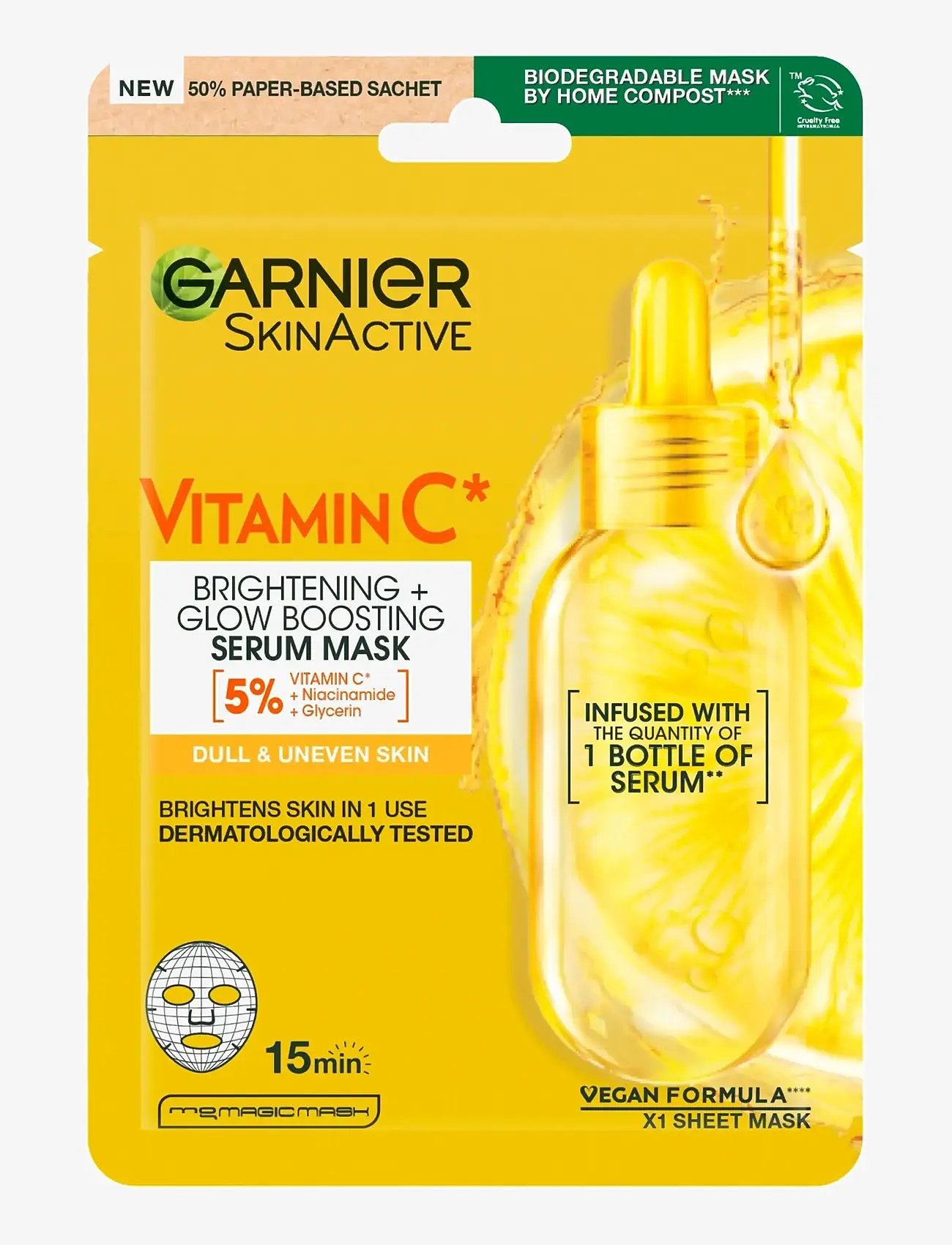 Garnier - Garnier SkinActive Vitamin C*  Brightening + Glow Boosting Serum Sheet Mask 28 g - no colour - 0