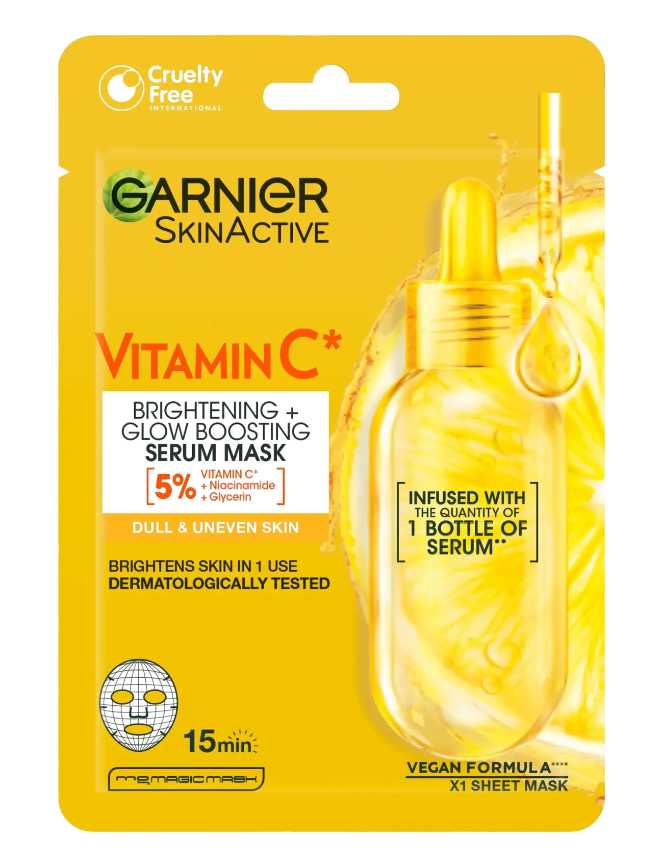Garnier Garnier SkinActive Vitamin C*  Brightening + Glow Boosting Serum Sheet Mask 28 g -  - NO COLOUR / undefined