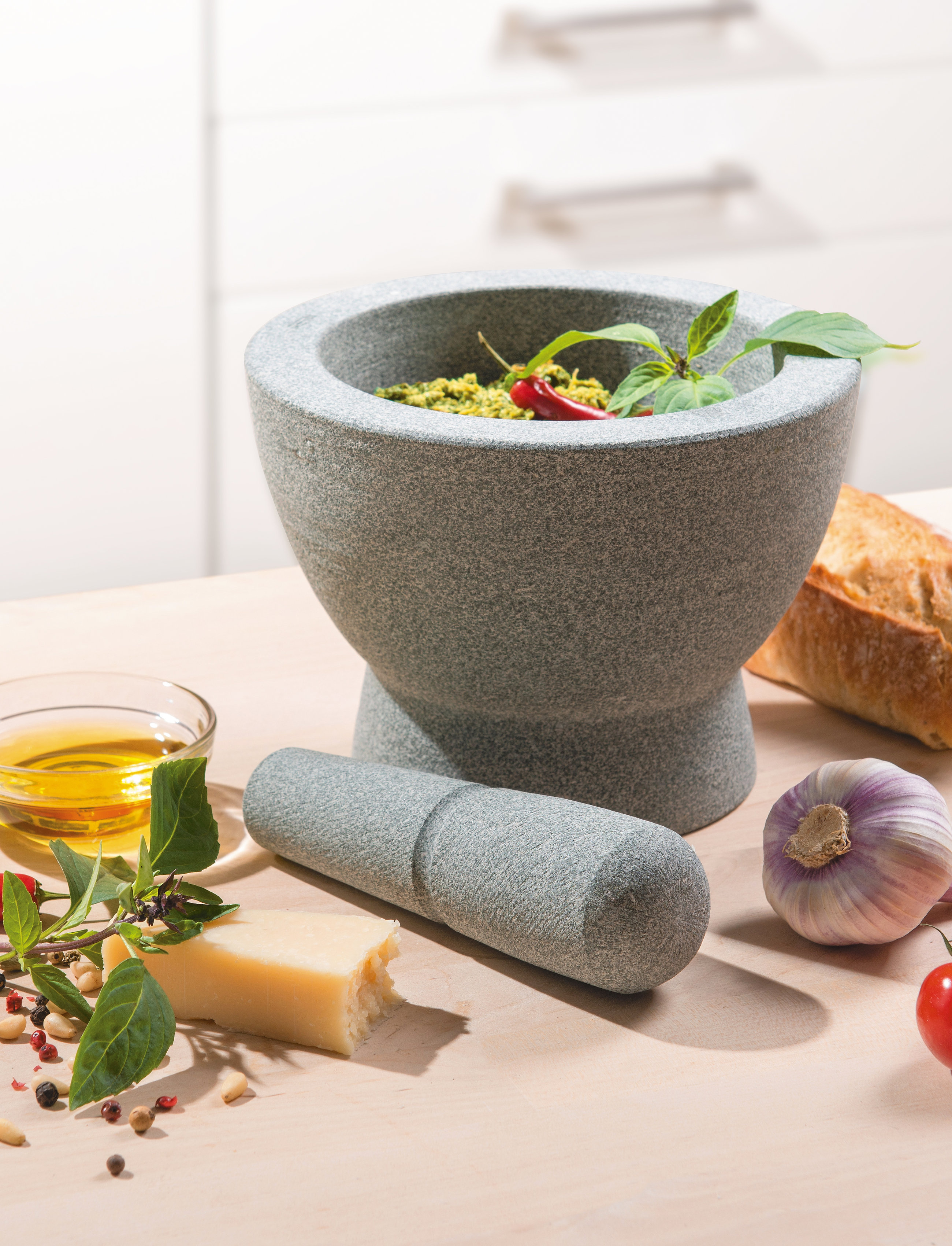 Gefu Morter Granit M/Støder Crunchy, Ø 17 cm, Grinders, Grau - Mortars & Pestles, Homeware
