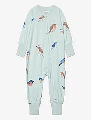 Geggamoja - Bamboo two way zip pyjamas - sleeping overalls - green birds - 0