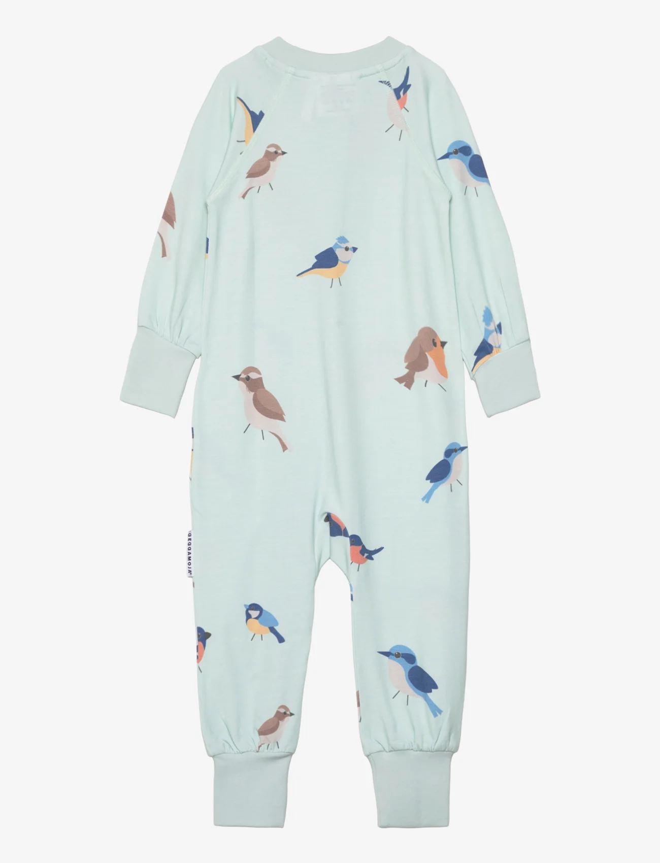 Geggamoja - Bamboo two way zip pyjamas - sleeping overalls - green birds - 1