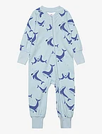 Bamboo two way zip pyjamas - L,BLUE WHALE