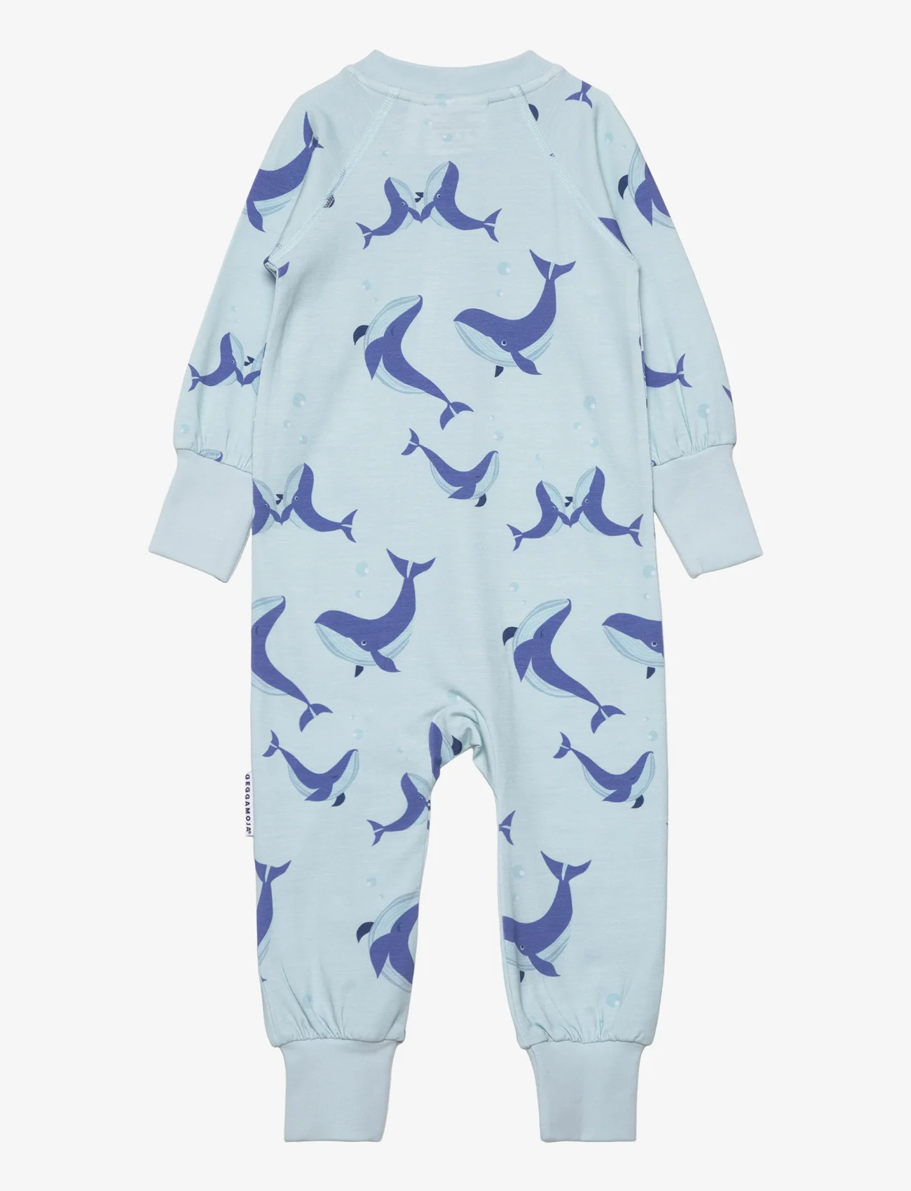 Geggamoja - Bamboo two way zip pyjamas - sleeping overalls - l,blue whale - 1