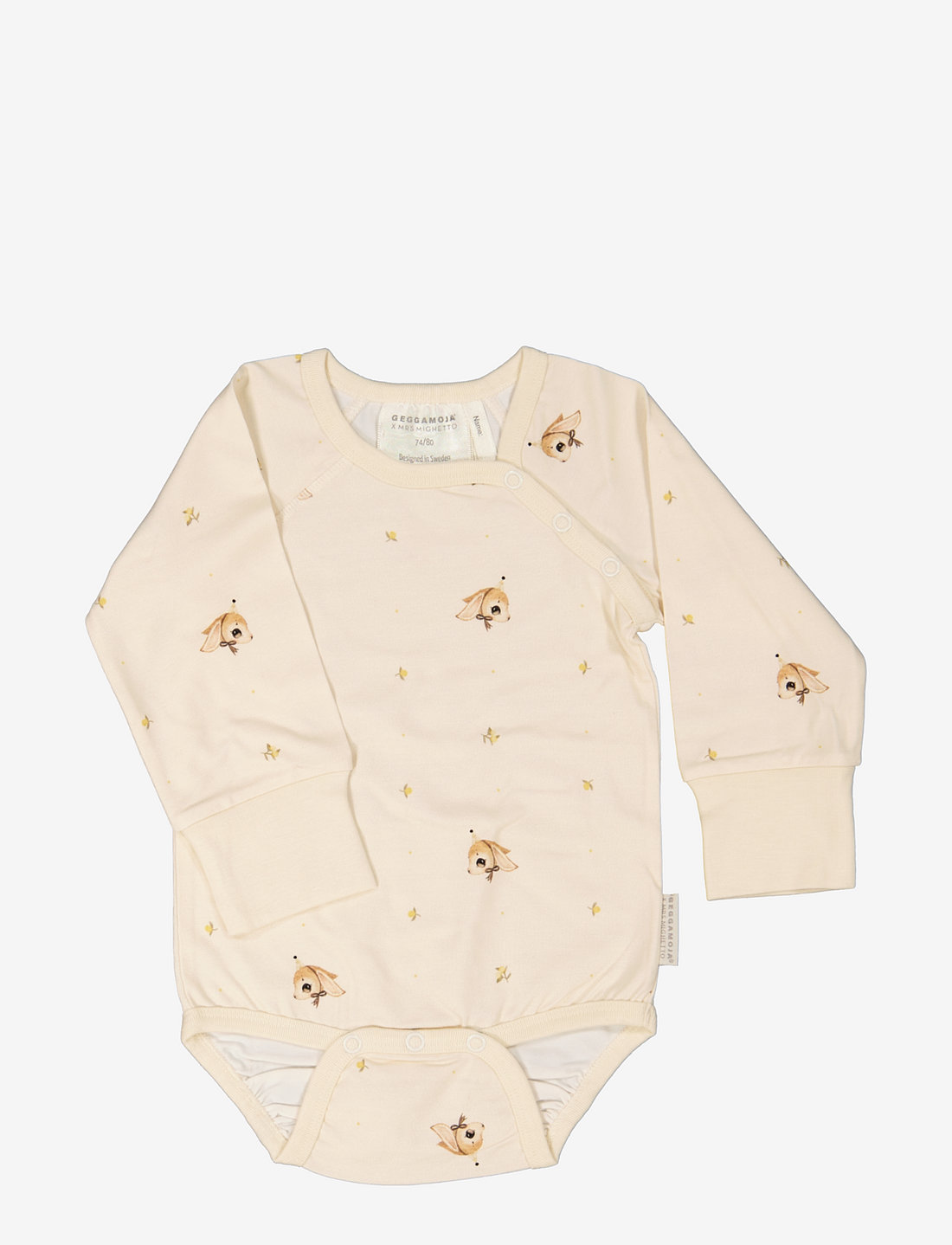 Geggamoja - Geggamoja X Mrs Mighetto Bamboo Body L.S - wzorzyste body z długimi rękawami - beige - 1