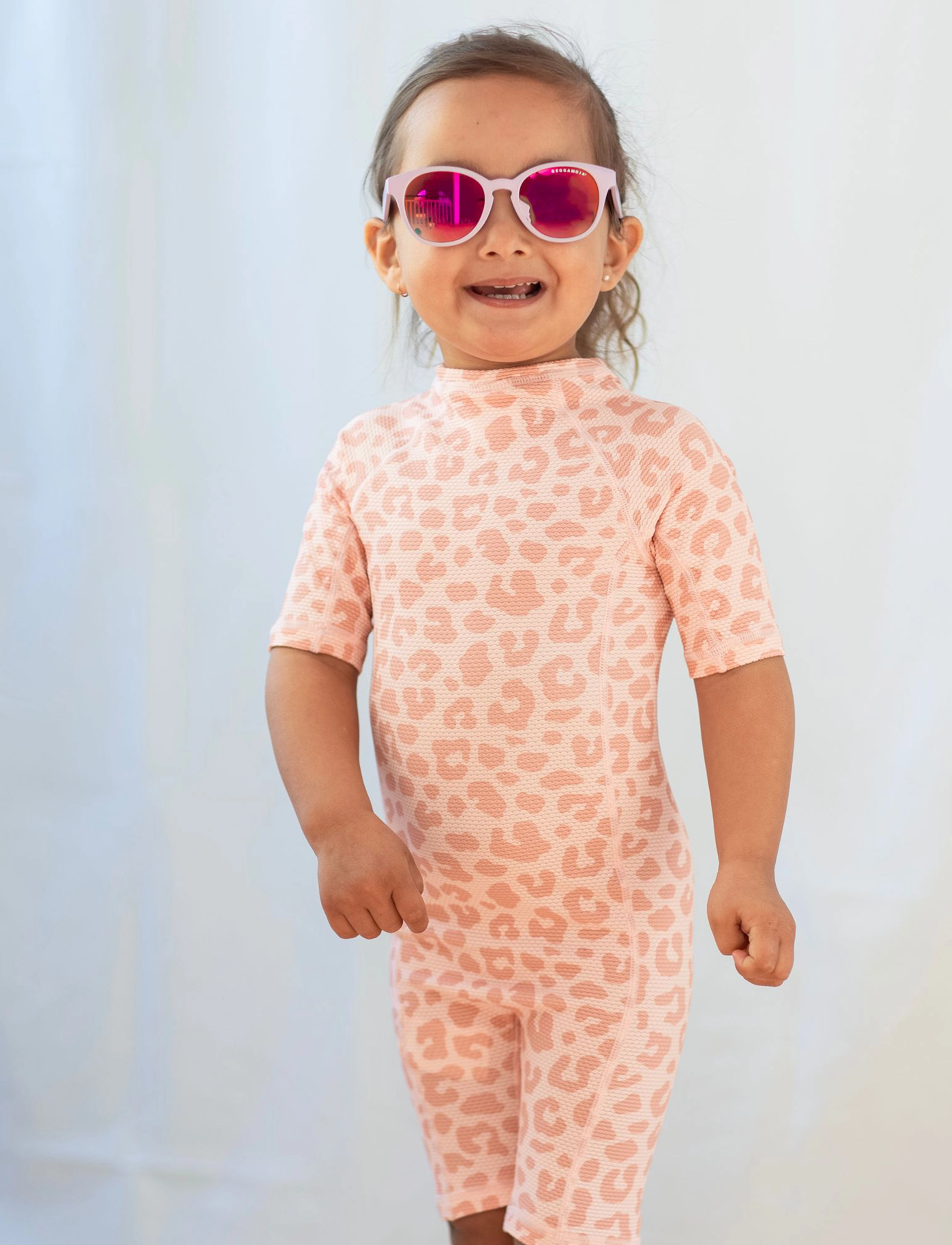 Geggamoja Uv-Suit Pink Leo, 122-128, Uv Clothing, Rosa - Suits, Kinder