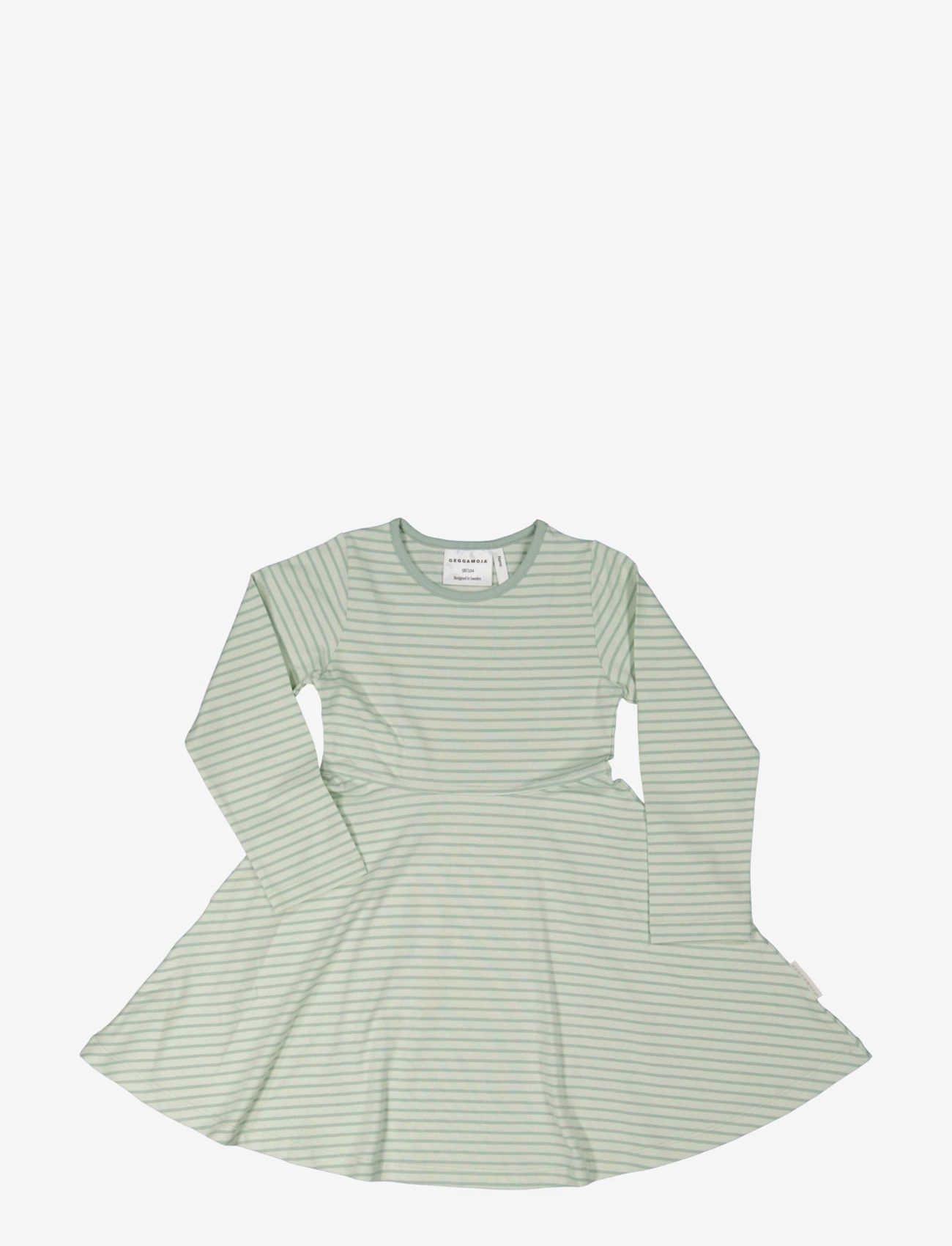 Geggamoja Flared Dress Classic, Børn, Langærmet Stribet Flared Kjole, Grøn, Str: 62-68