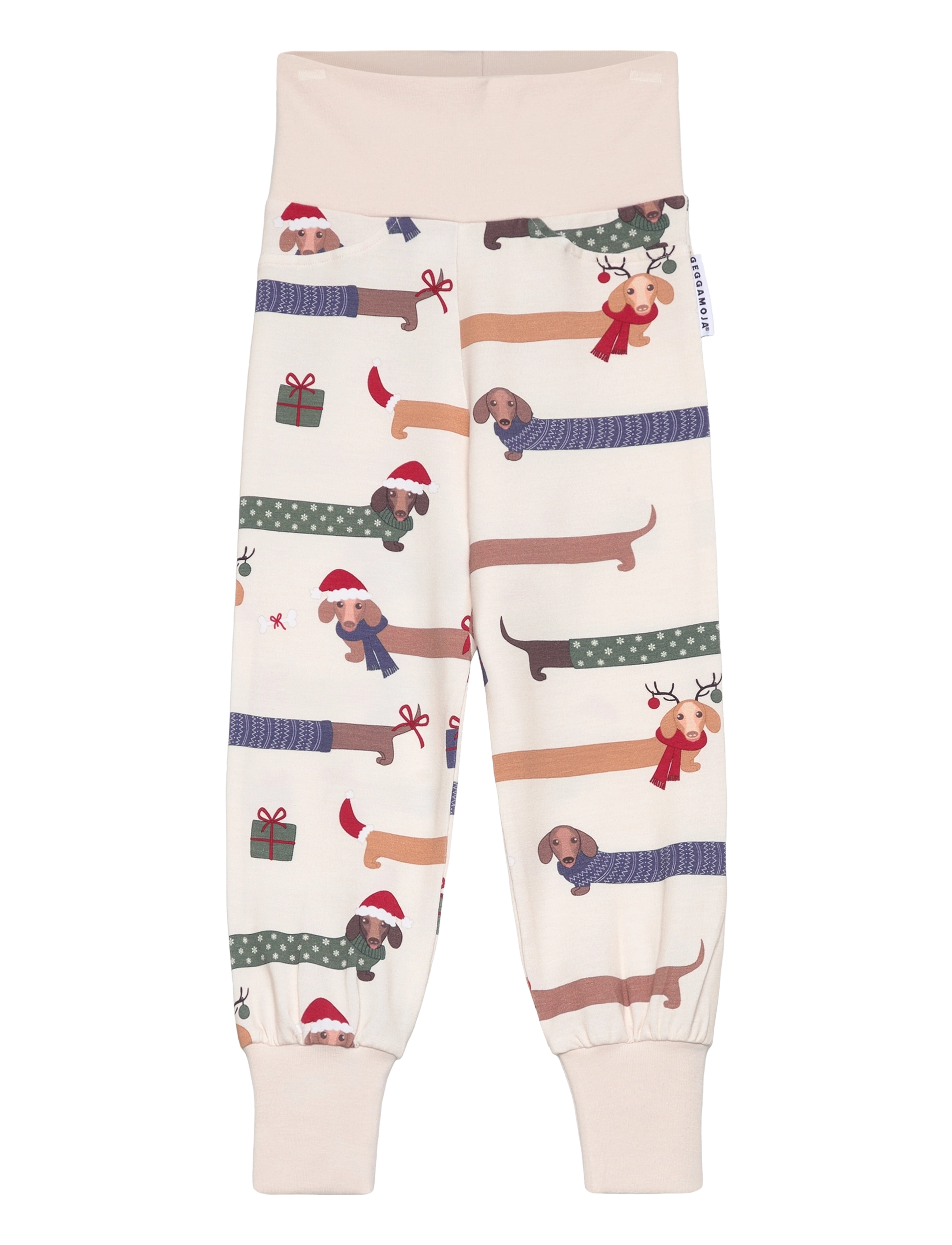Geggamoja Bamboo Baby Pants - Neuheiten - SANTA DOGS / white