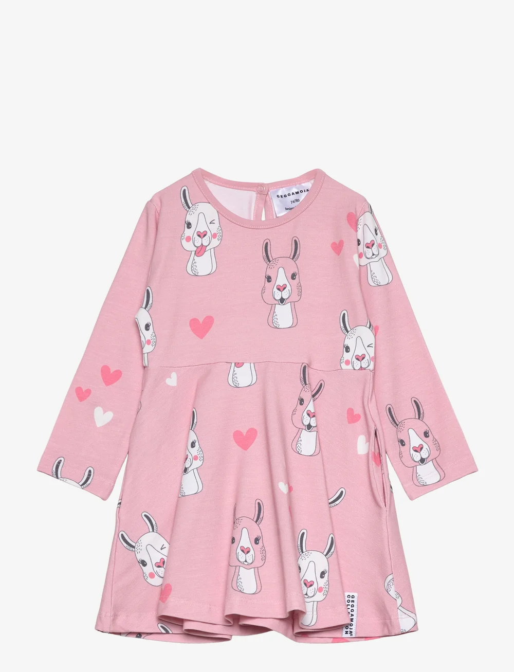 Geggamoja - Bamboo dress Pink lama - langærmede babykjoler - pink lama - 0