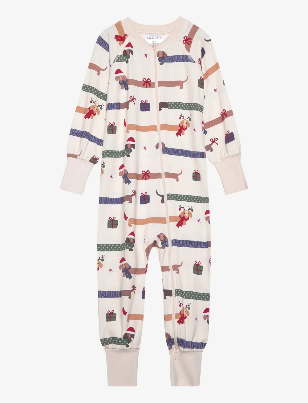 Geggamoja - Bamboo two way zip pyjamas Santa dogs - natdragter - santa dogs - 0