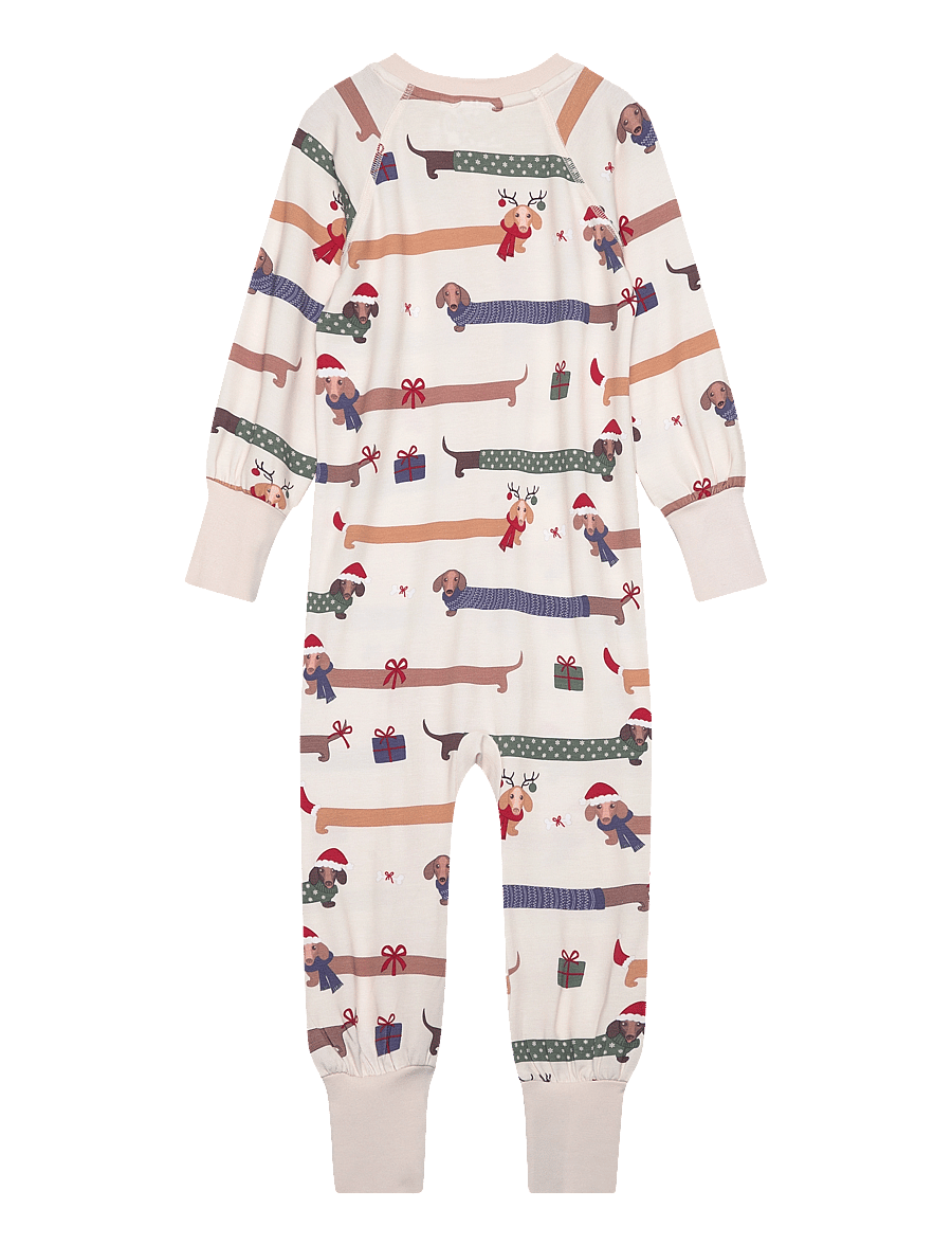 Geggamoja - Bamboo two way zip pyjamas Santa dogs - schlafoveralls - santa dogs - 1
