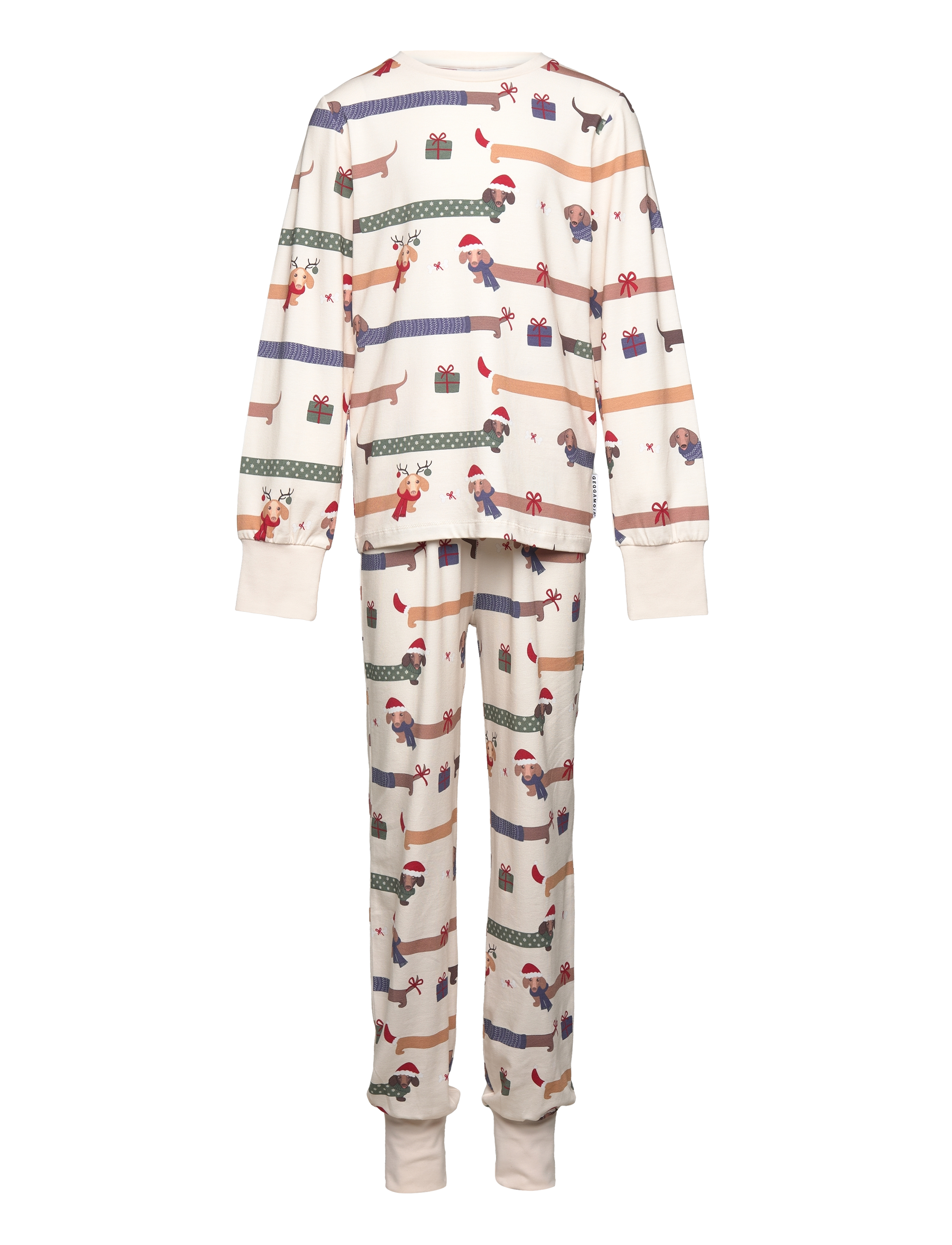 Geggamoja Bamboo two piece pyjamas Santa dogs - Kläder - SANTA DOGS / multi