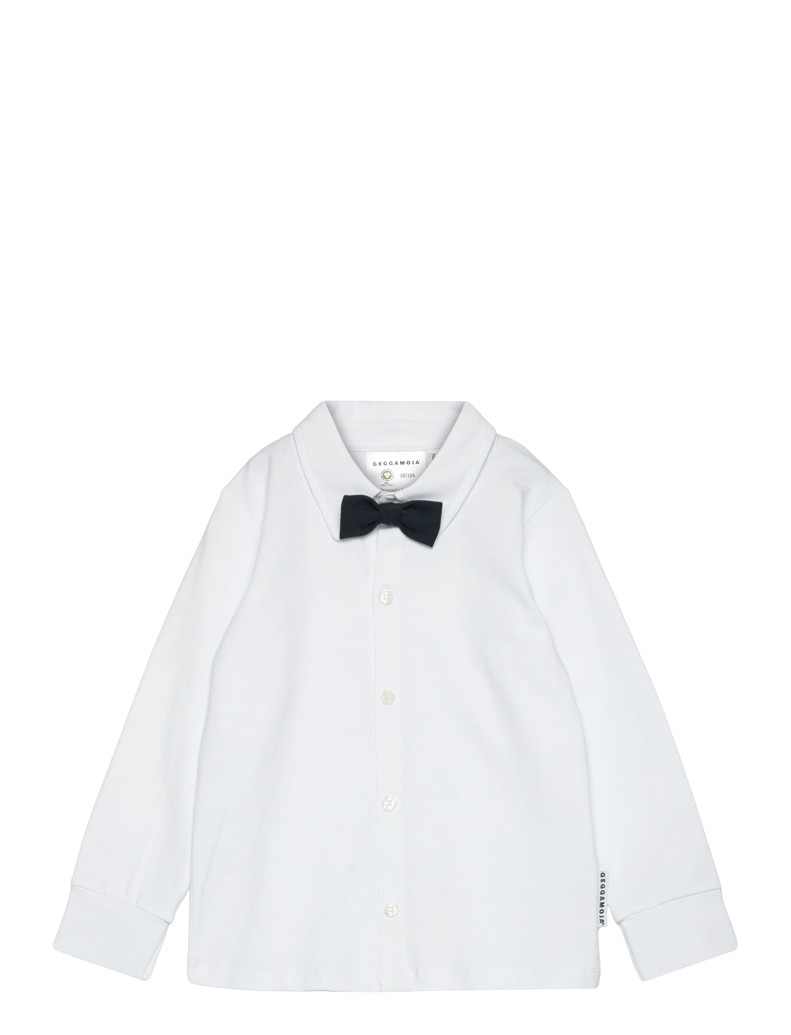 Geggamoja Shirt Bow White, 146/152, Polo Shirts, Weiß - Long-sleeved Kinder