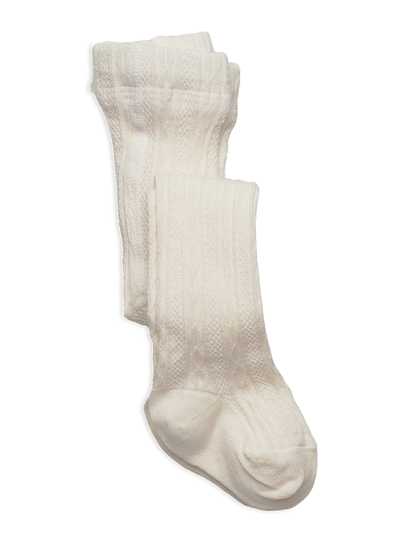 Geggamoja - Cable knitted stockings Offwhite - strumpfhosen - offwhite - 0