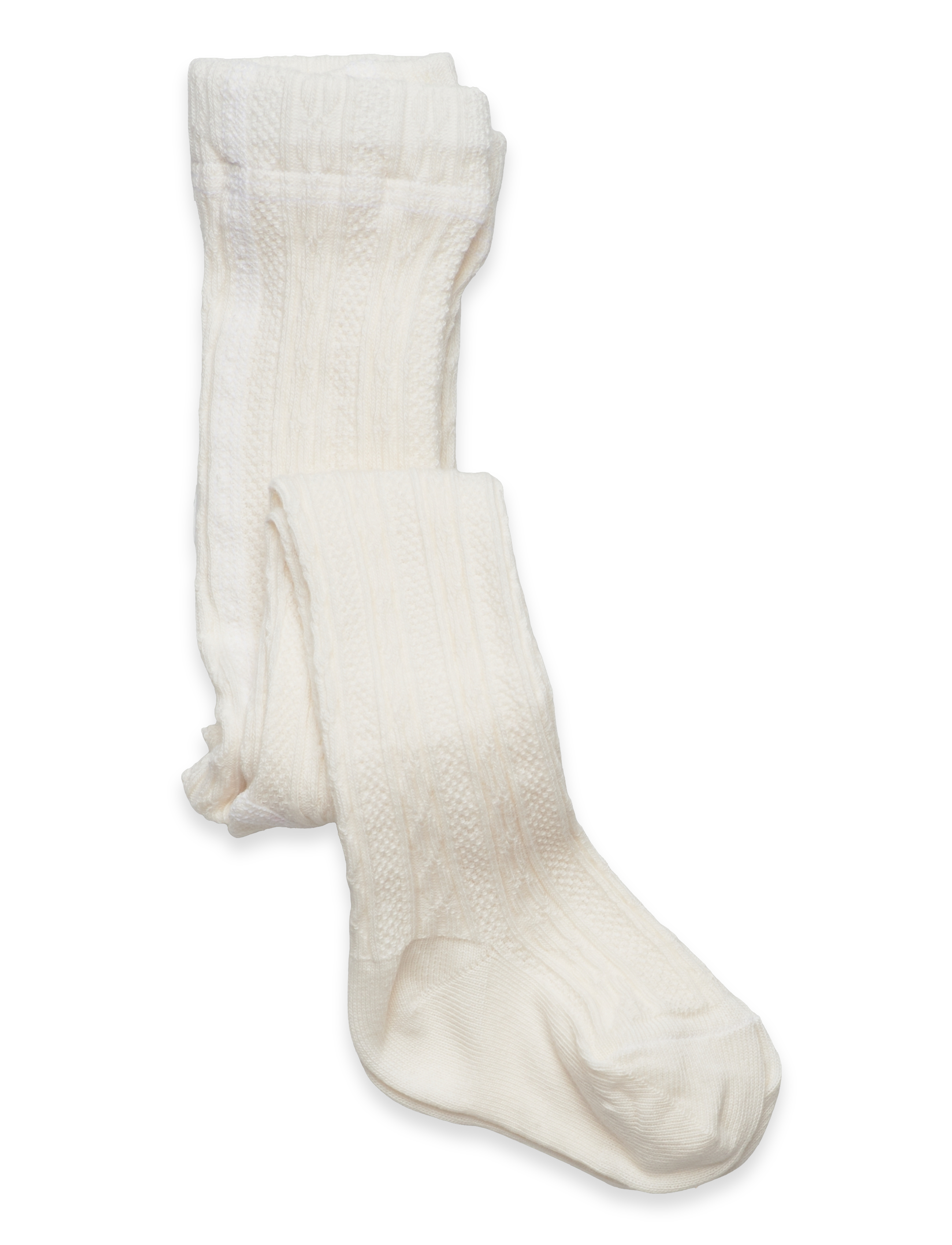 Geggamoja - Cable knitted stockings Offwhite - collants - offwhite - 0