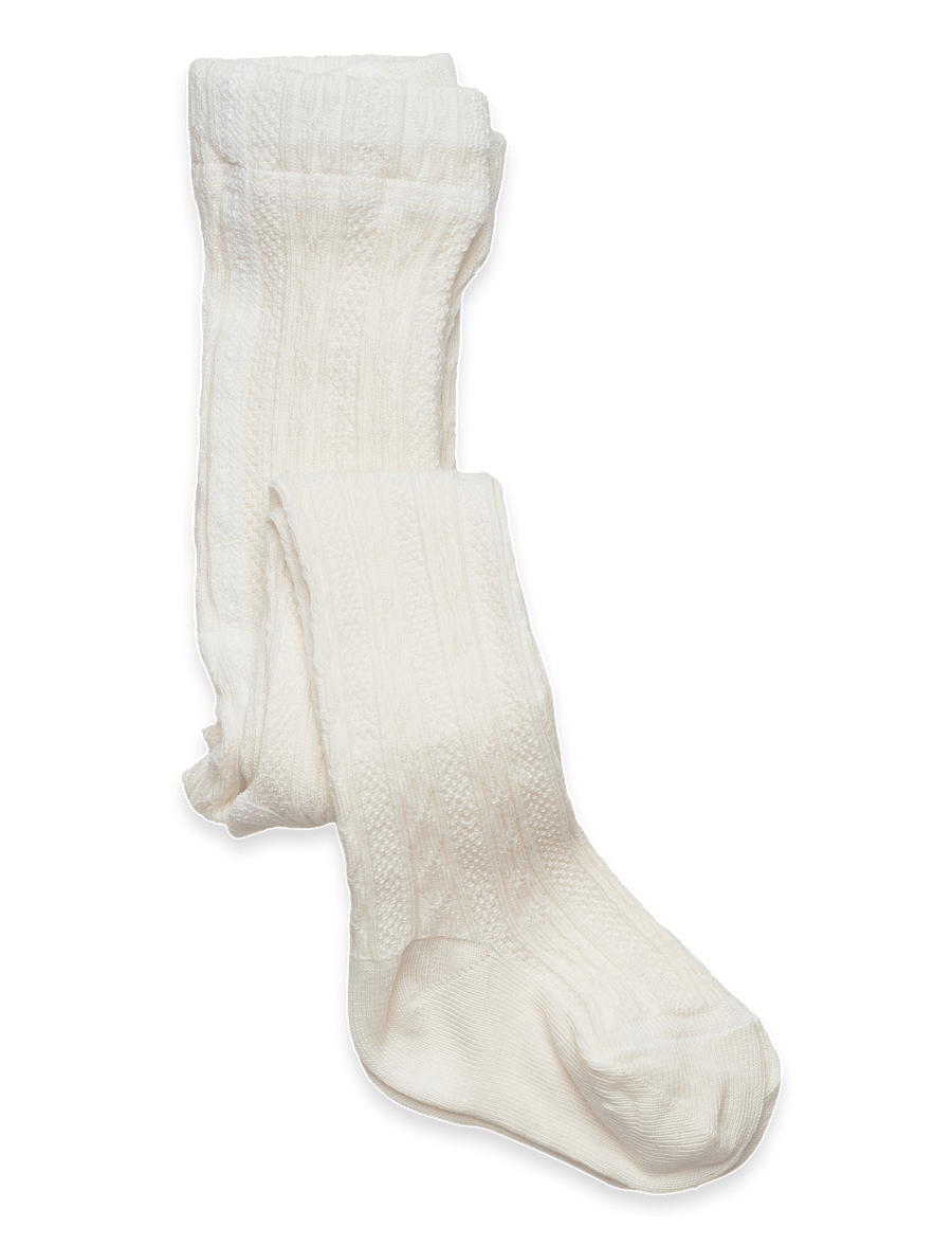 Geggamoja - Cable knitted stockings Offwhite - collants - offwhite - 0