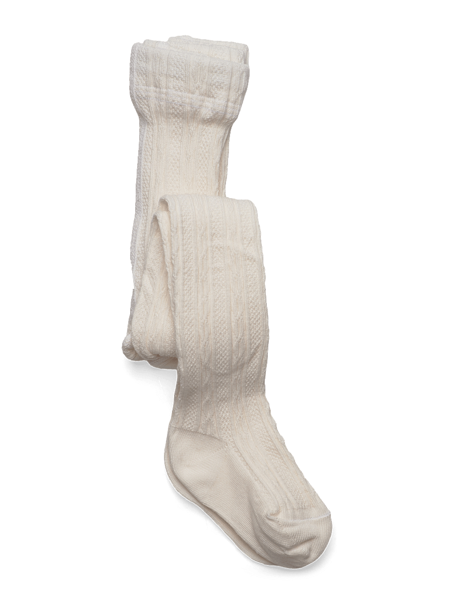 Geggamoja - Cable knitted stockings Offwhite - pėdkelnės - offwhite - 0