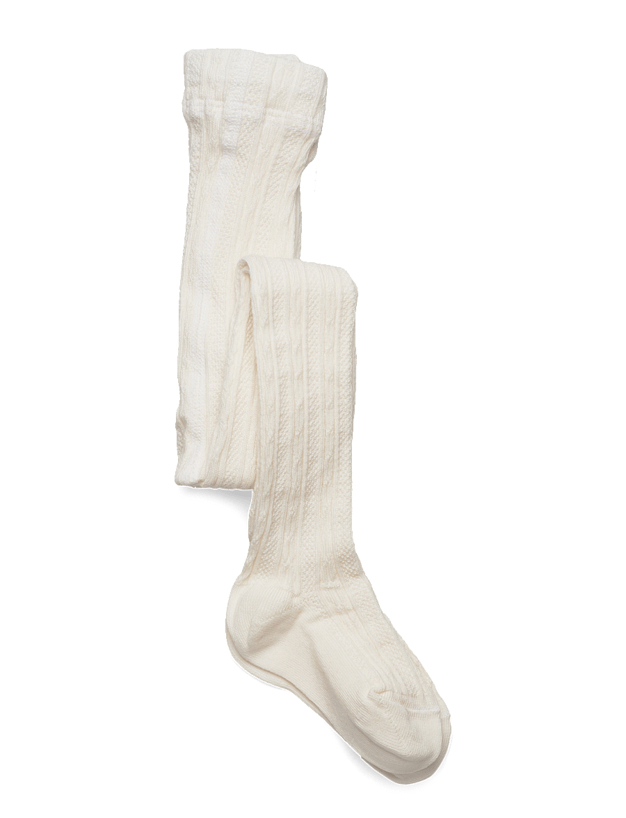 Geggamoja - Cable knitted stockings Offwhite - strumpfhosen - offwhite - 0