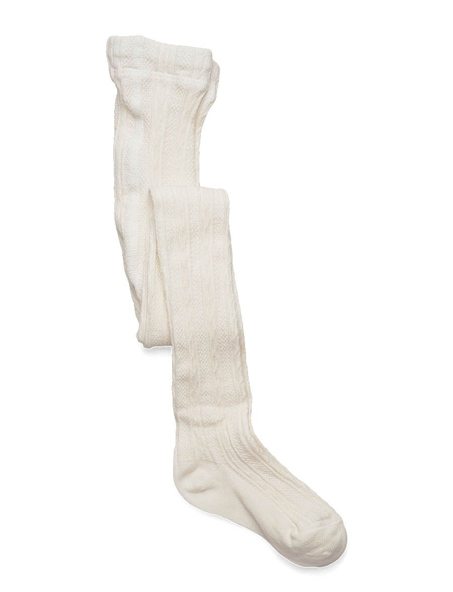 Geggamoja - Cable knitted stockings Offwhite - strumpfhosen - offwhite - 0